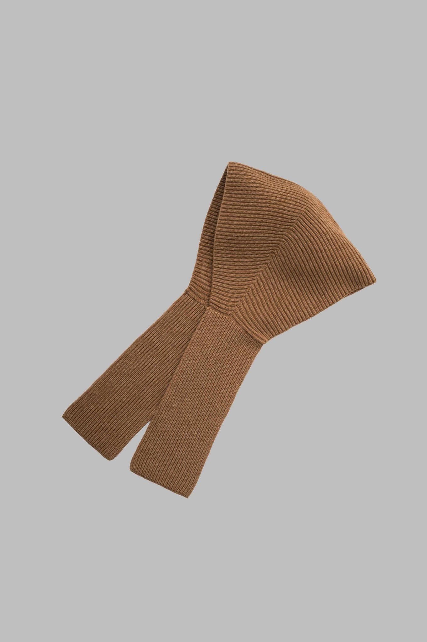 RIBBED KNIT WOOL HOODED SCARF
