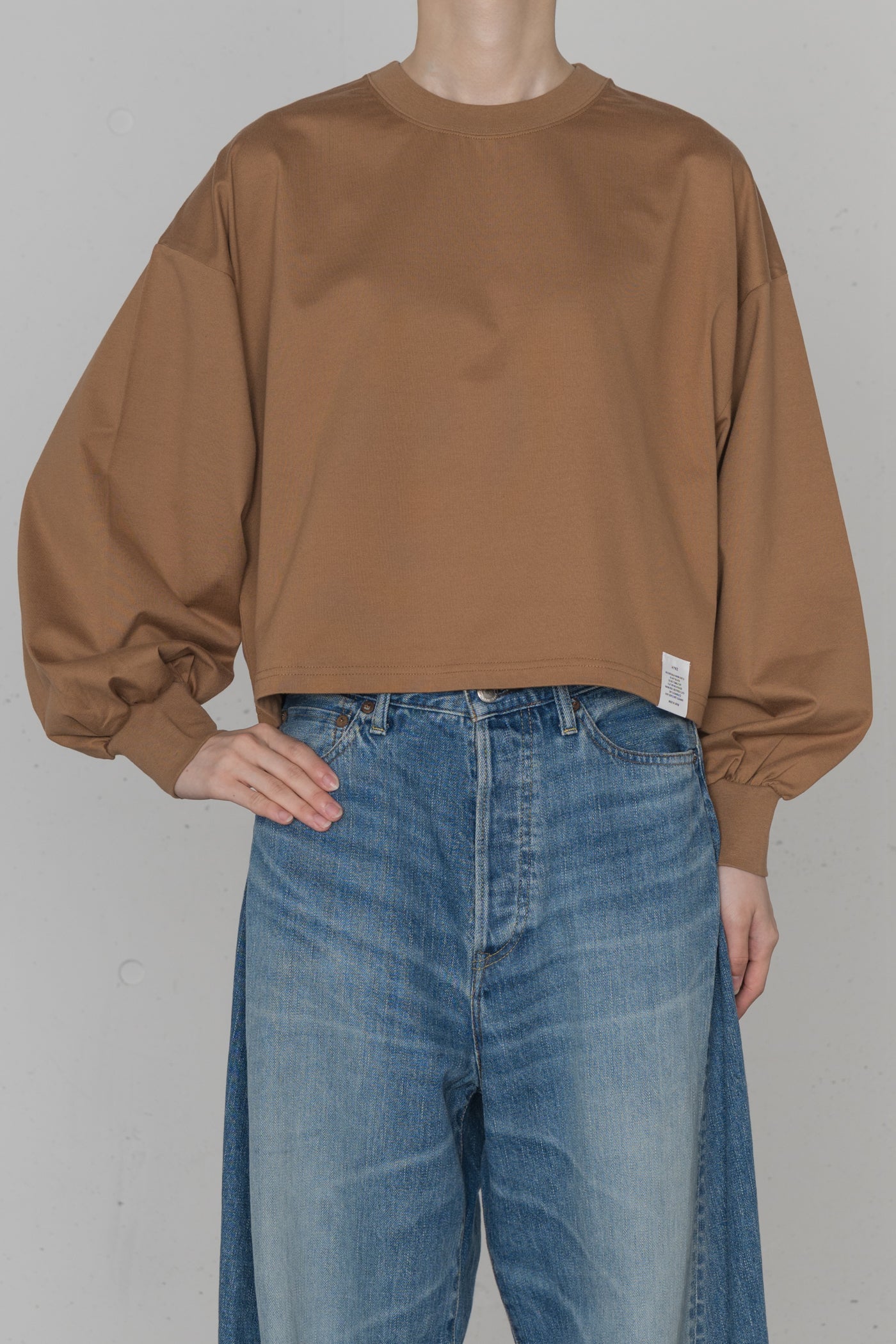 CROPPED LONG-SLV TEE / BIG FIT (6.5OZ) – HYKE ONLINE STORE