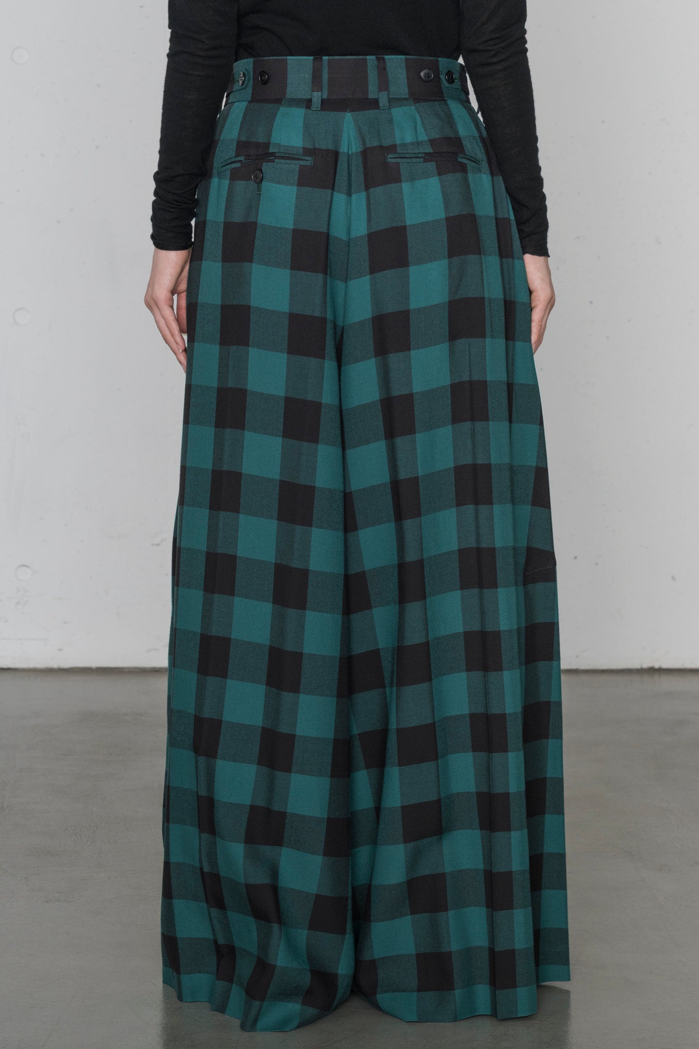 RAYON PLAID SUPER WIDE PANTS