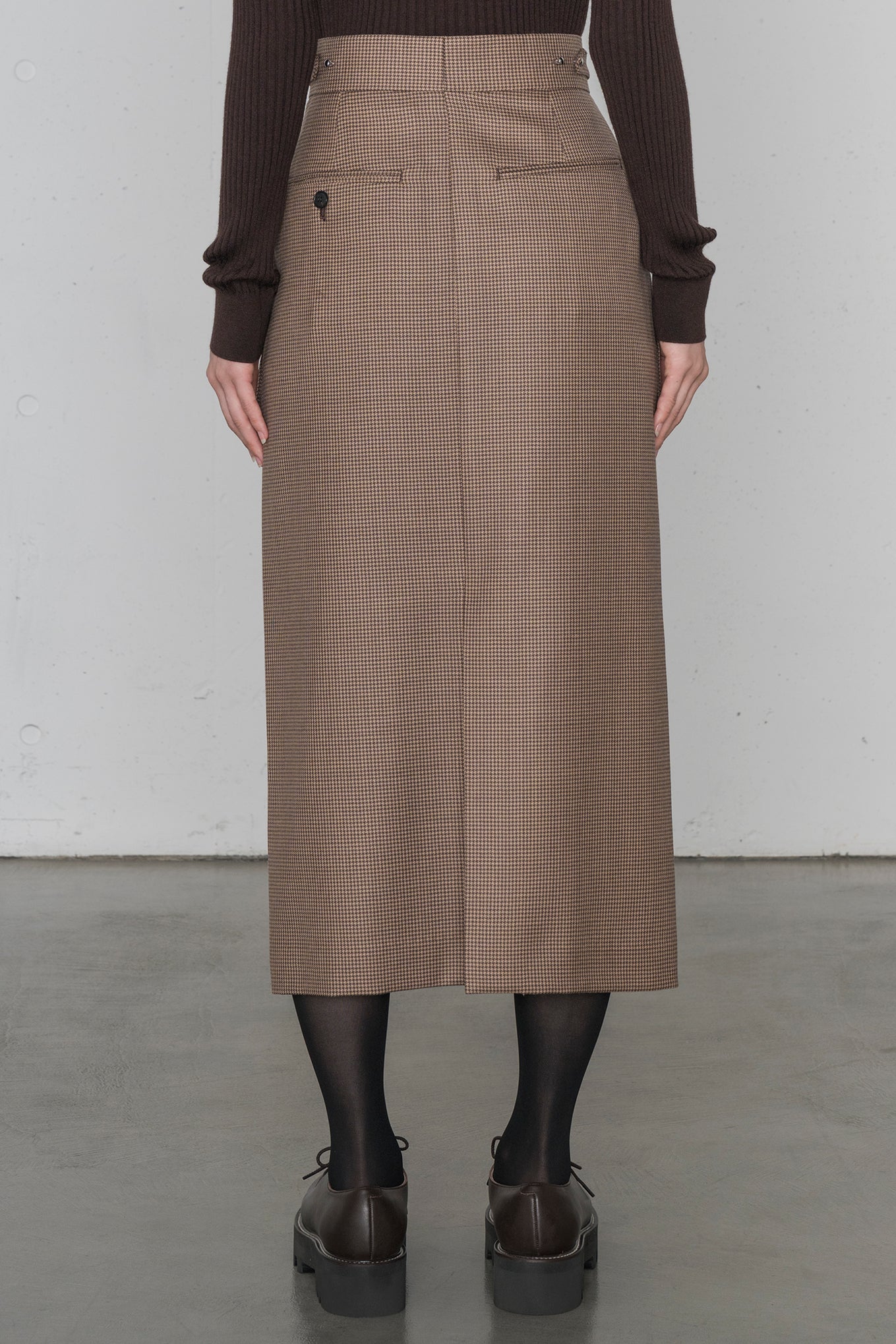 HOUNDSTOOTH MIDI SKIRT
