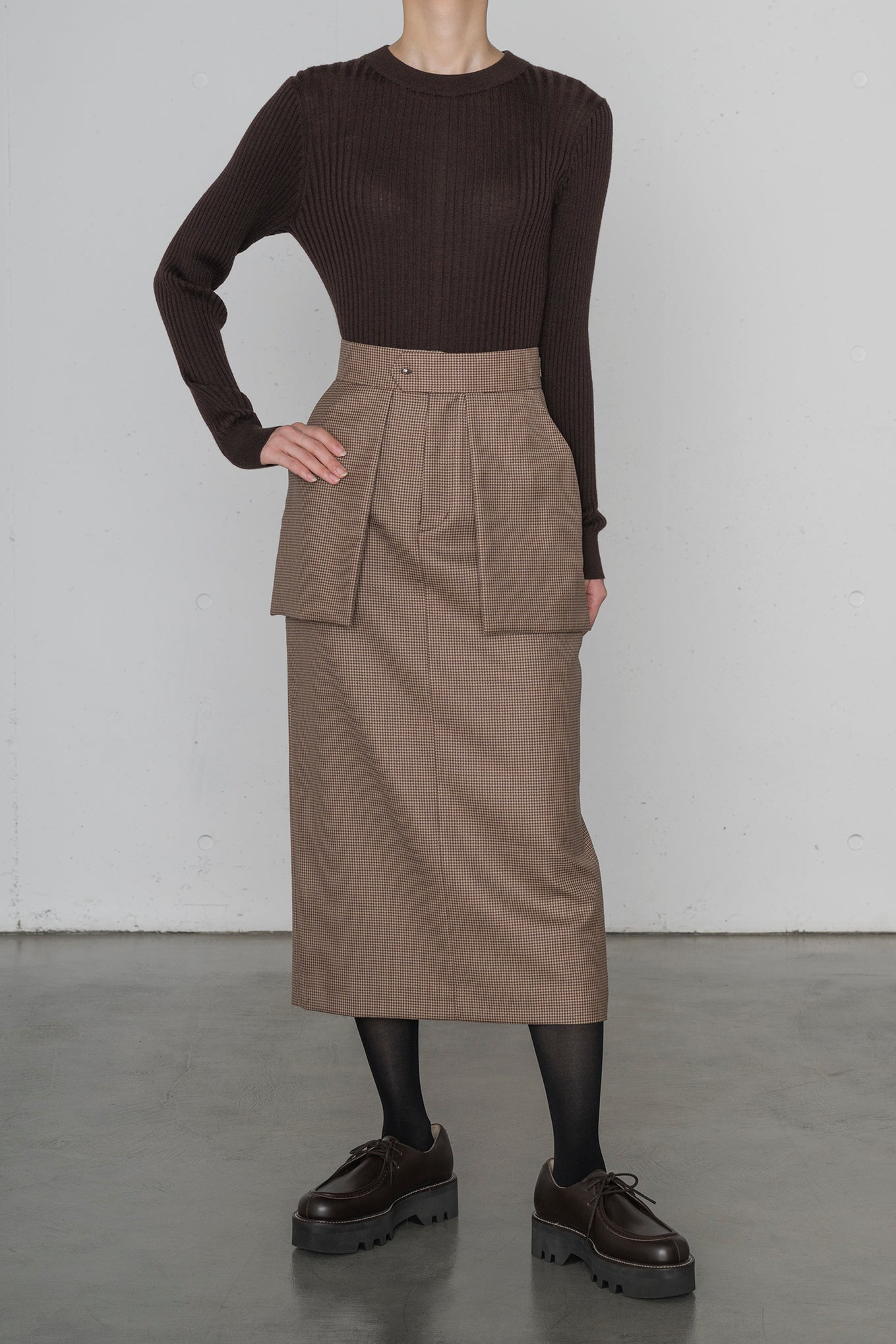 HOUNDSTOOTH MIDI SKIRT