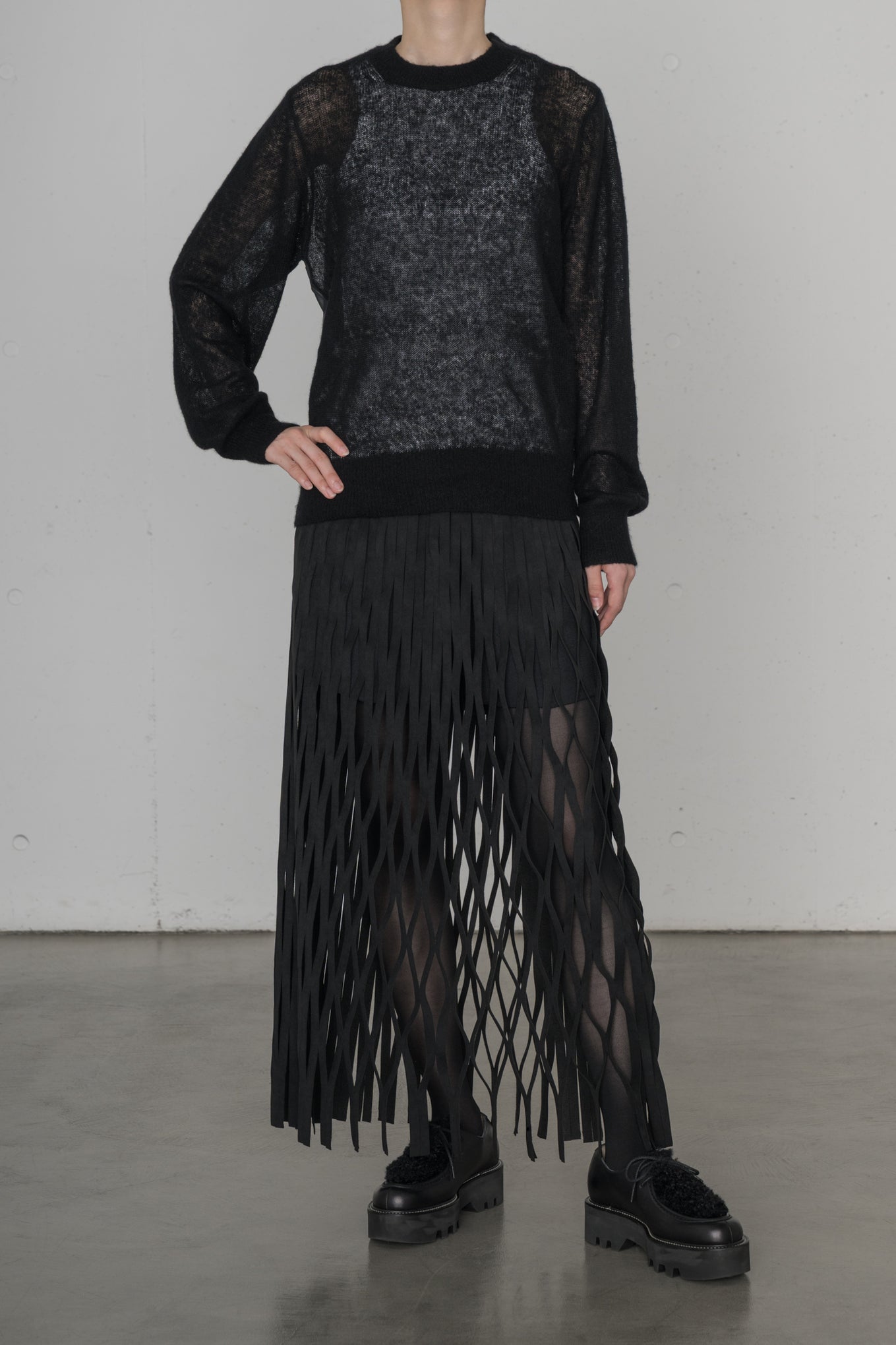 ULTRASUEDE NET SKIRT