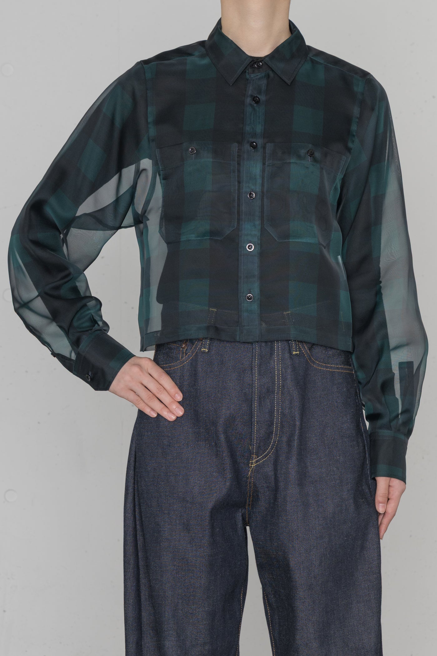 SHEER PLAID SHIRT – HYKE ONLINE STORE