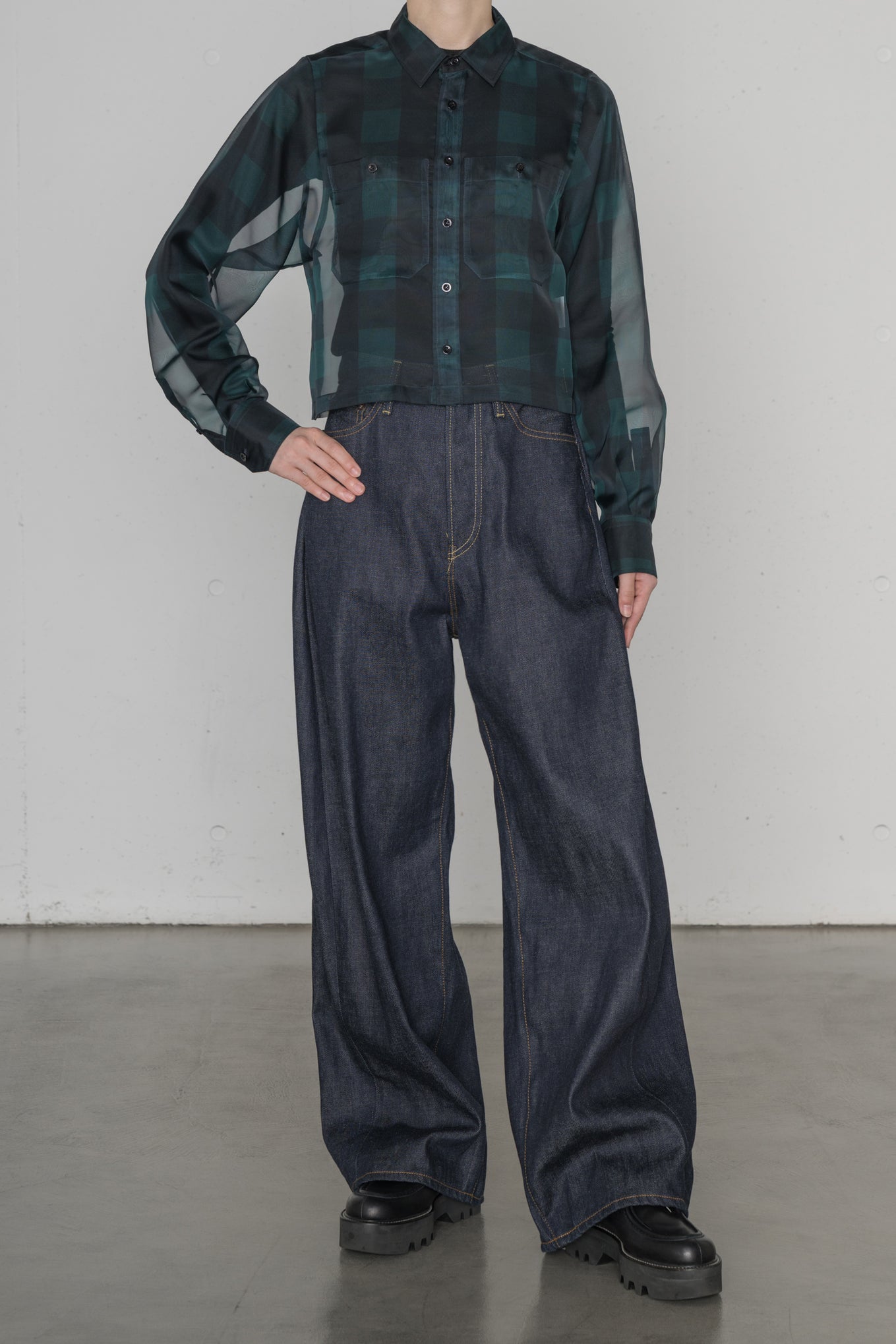 SHEER PLAID SHIRT