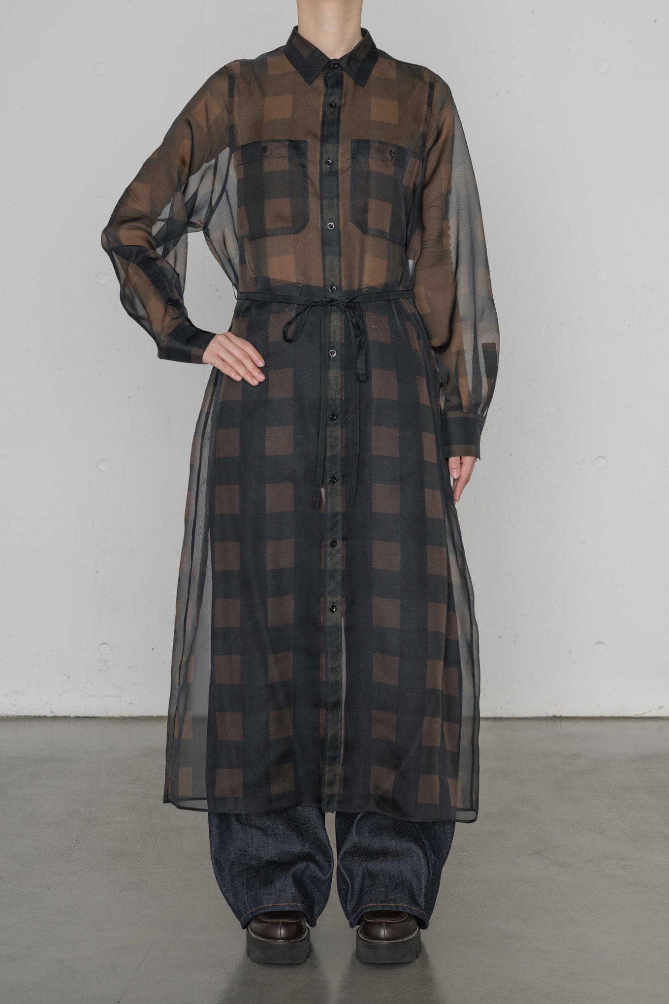 SHEER PLAID DRESS