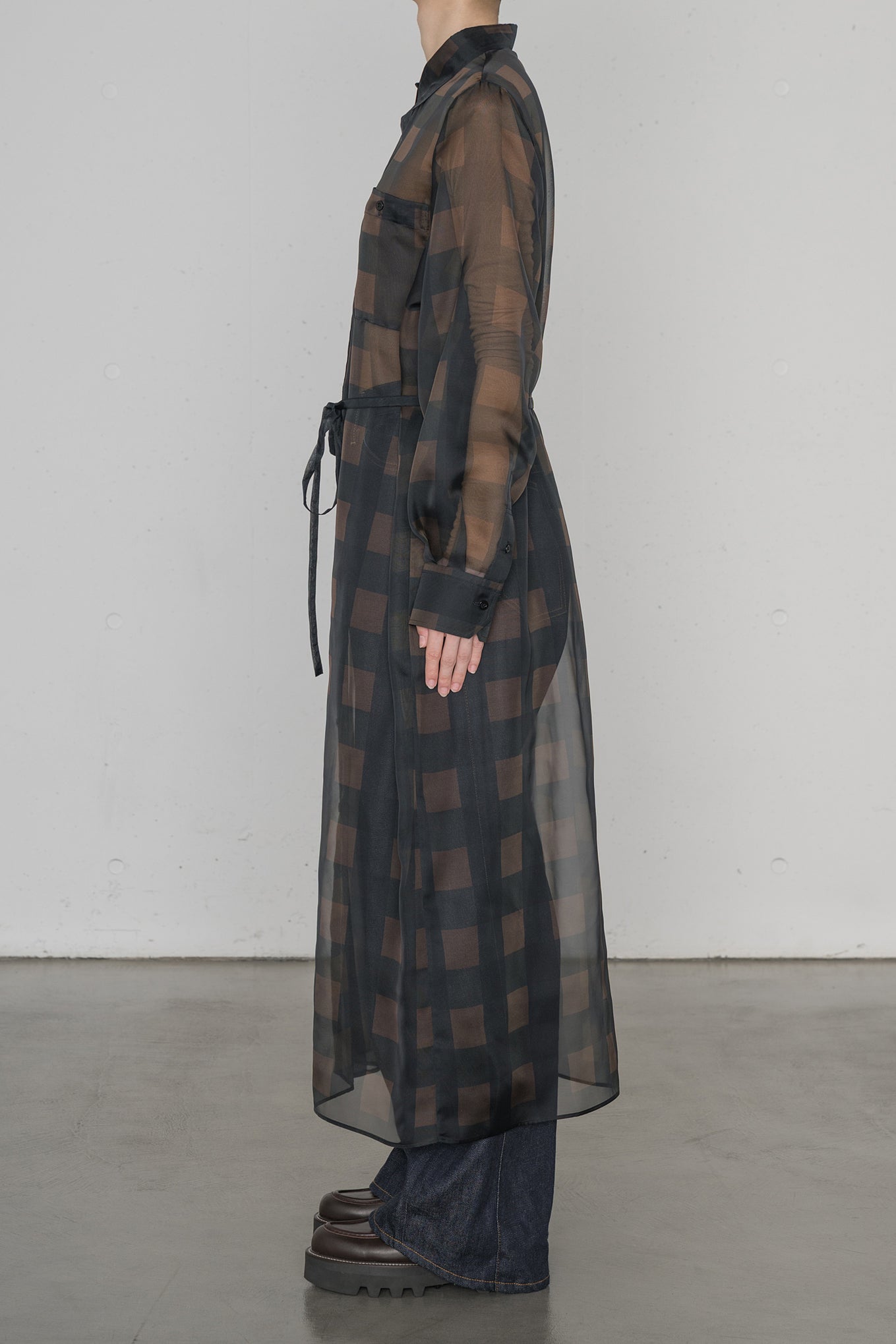 SHEER PLAID DRESS