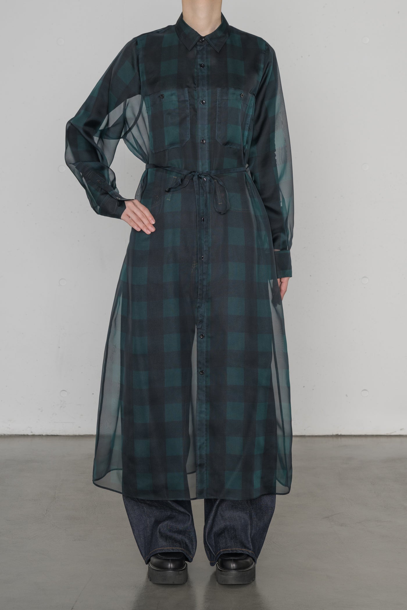 SHEER PLAID DRESS – HYKE ONLINE STORE