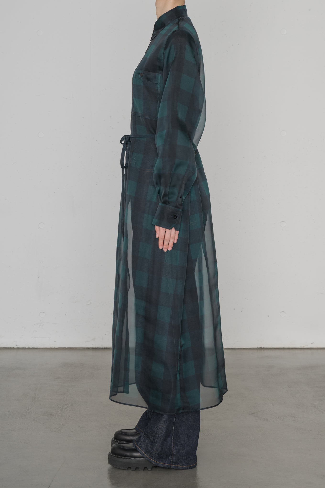 SHEER PLAID DRESS