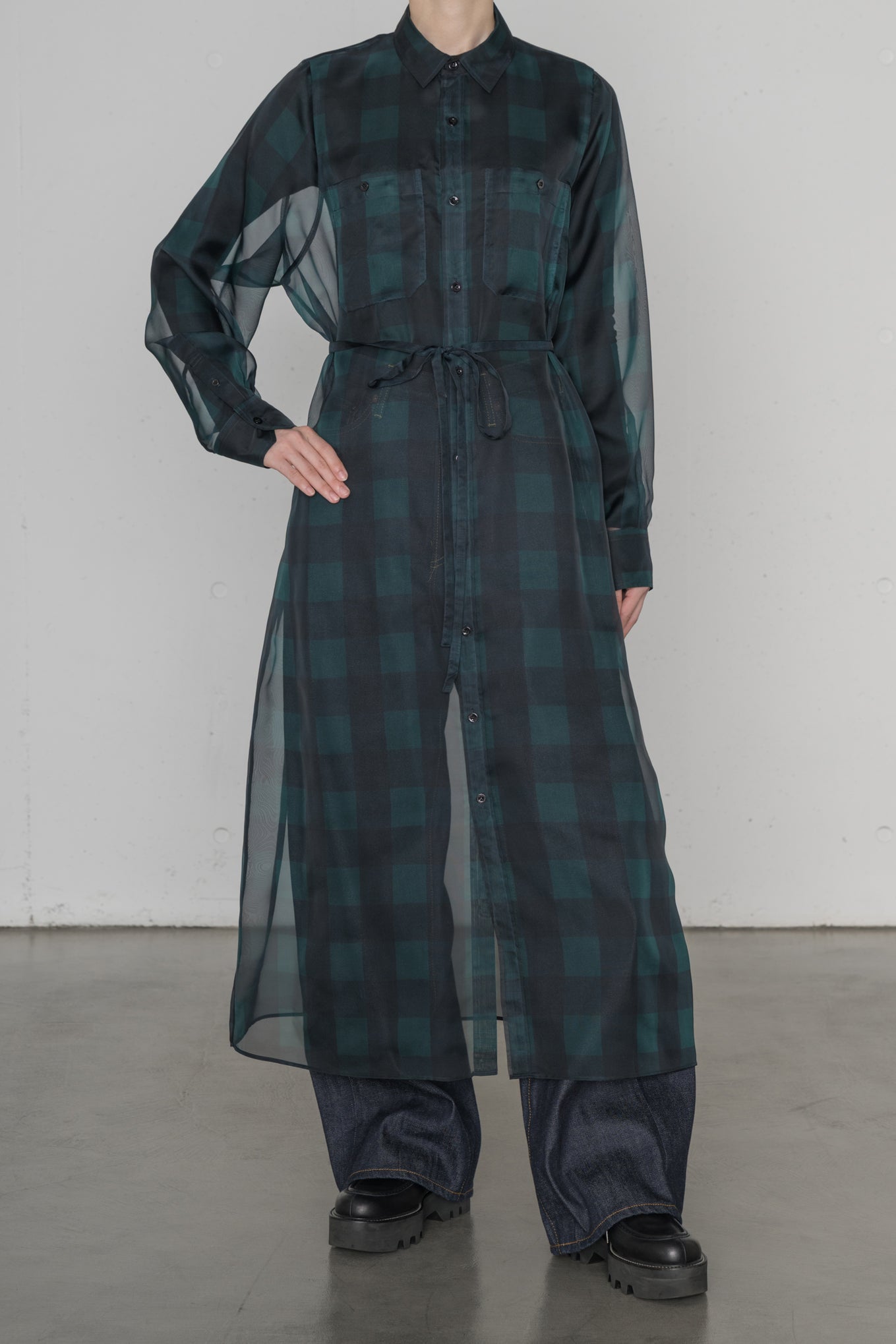 SHEER PLAID DRESS