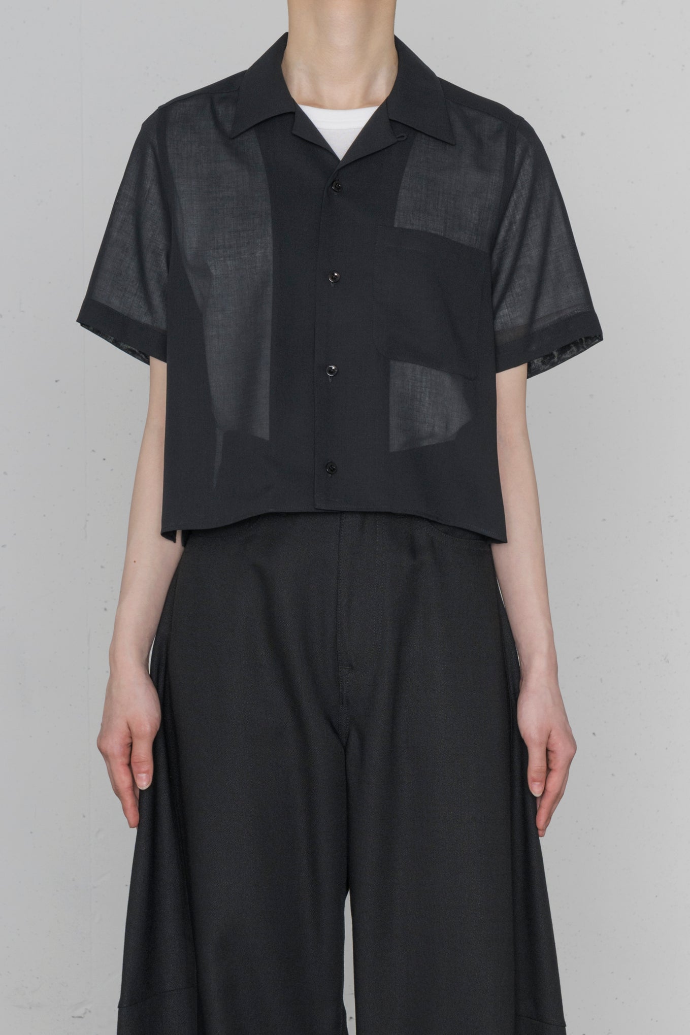 T/W VOILE CROPPED SHIRT