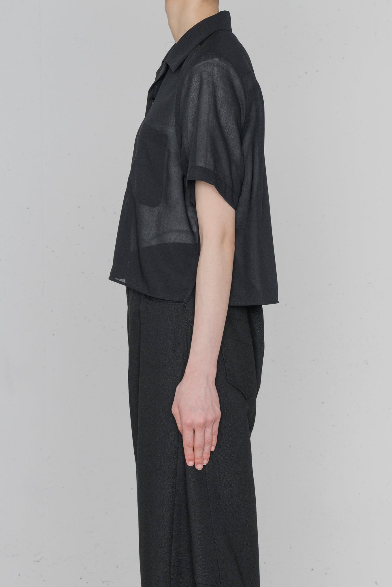 T/W VOILE CROPPED SHIRT