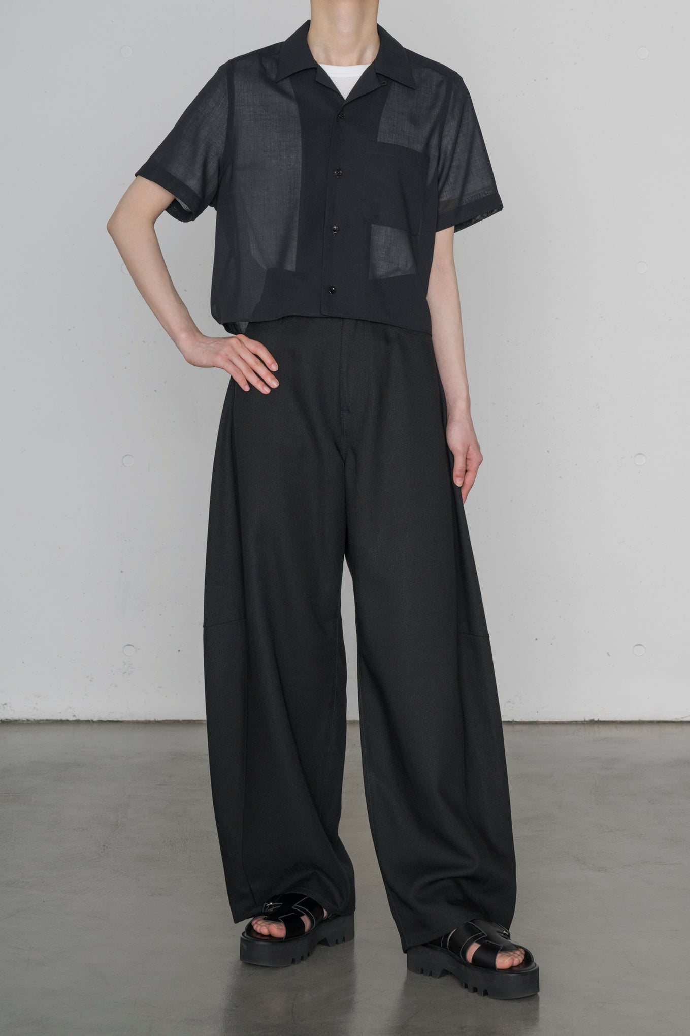 T/W VOILE CROPPED SHIRT