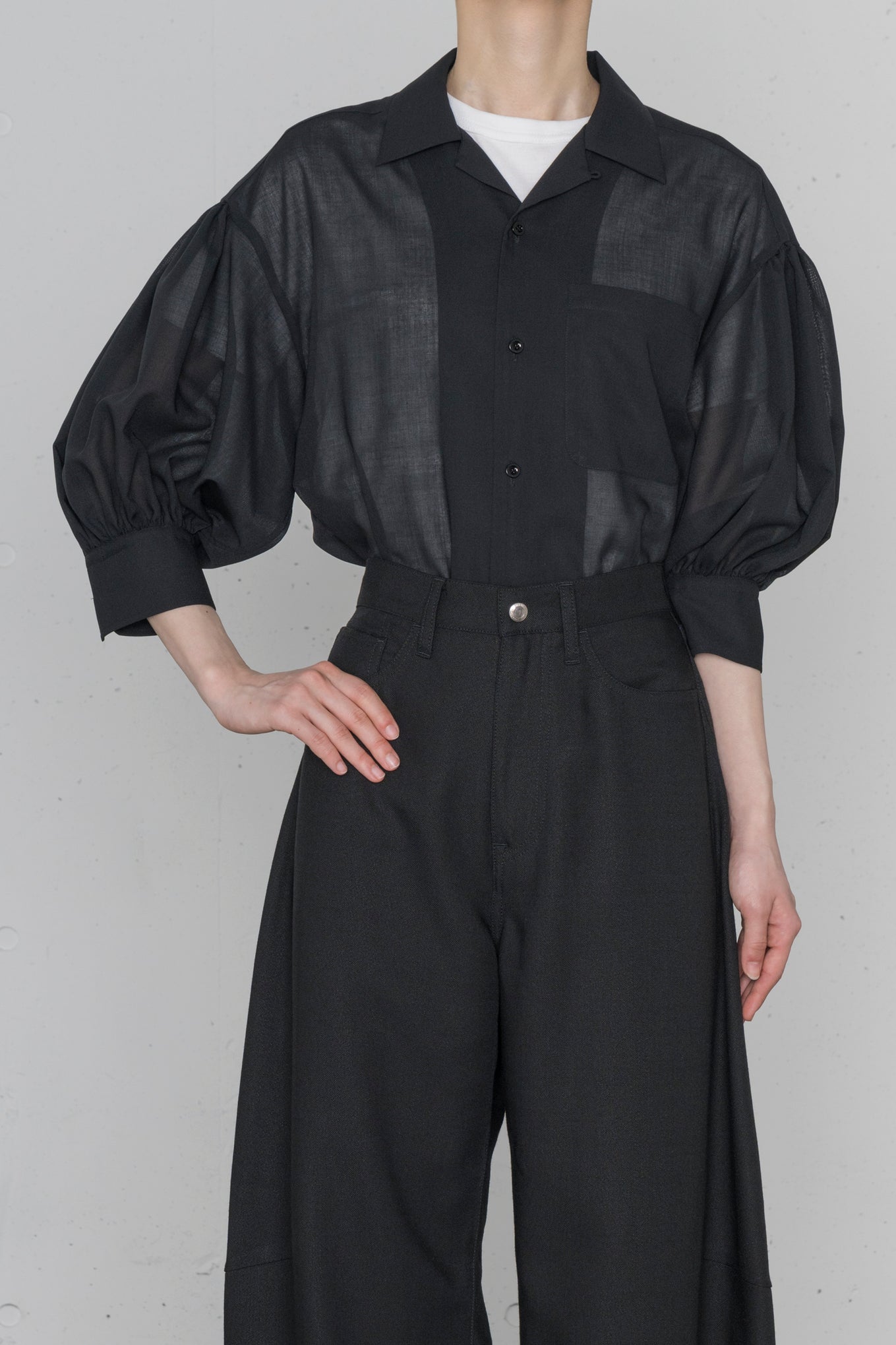 T/W VOIL BALLOON SLEEVE BLOUSE