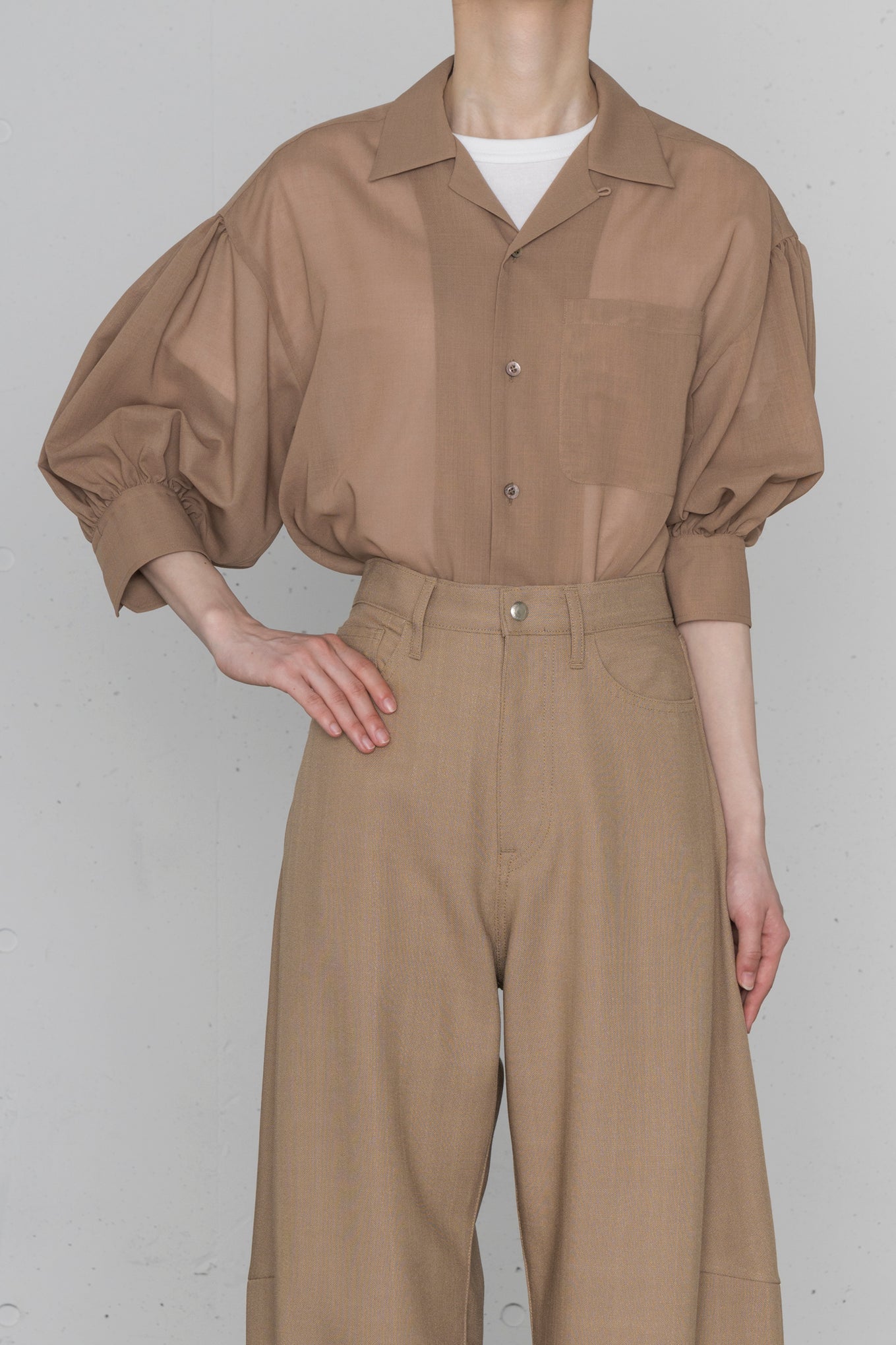 T/W VOIL BALLOON SLEEVE BLOUSE