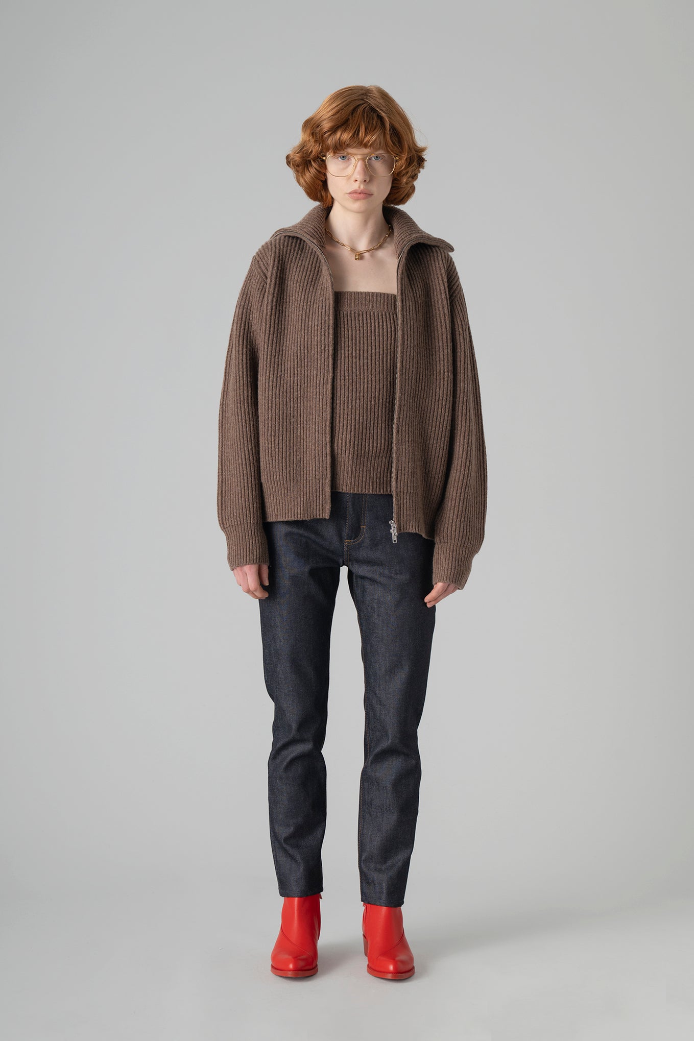 RIBBED ZIP SWEATER