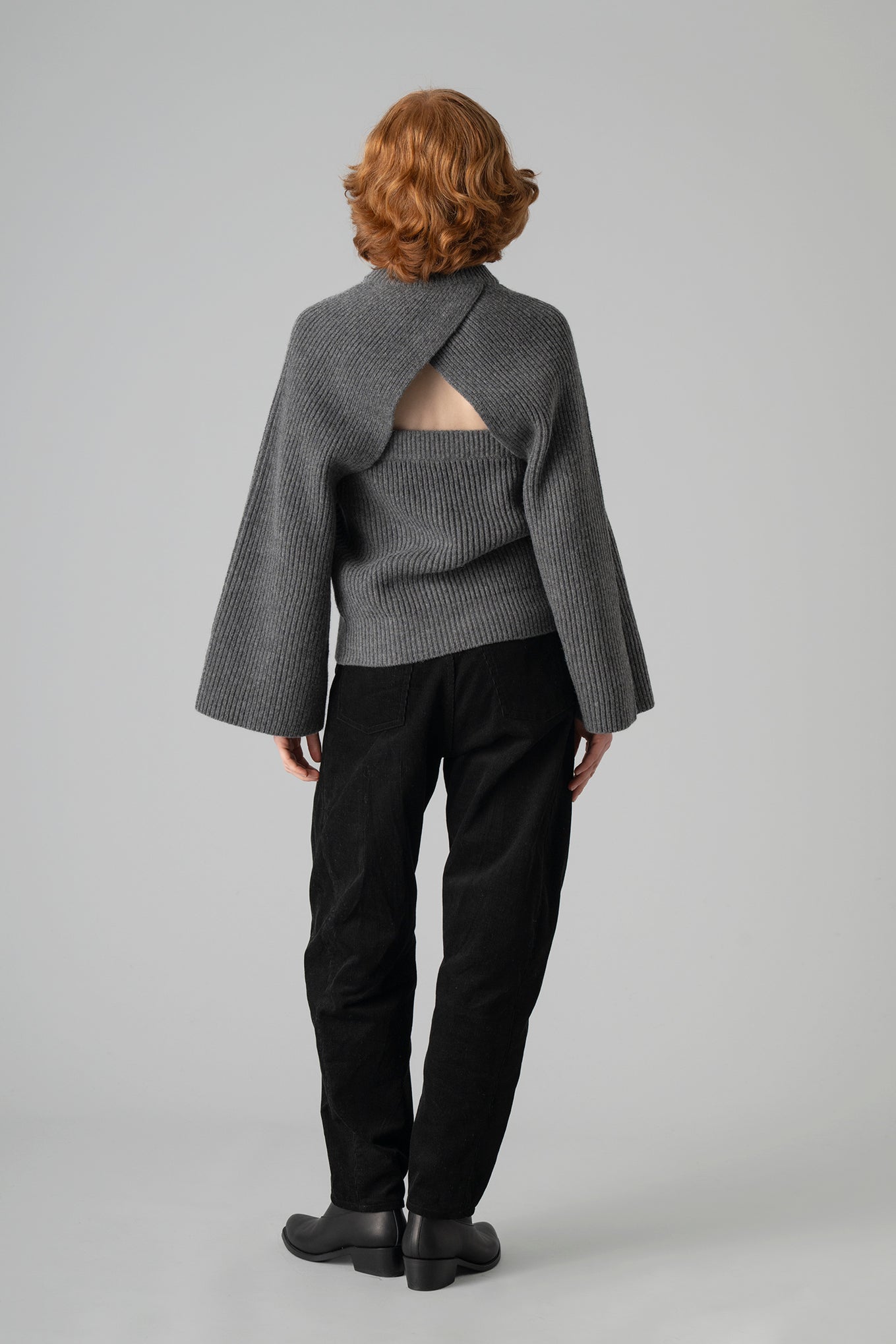 RIBBED-KNIT WOOL CROPPED BOLERO