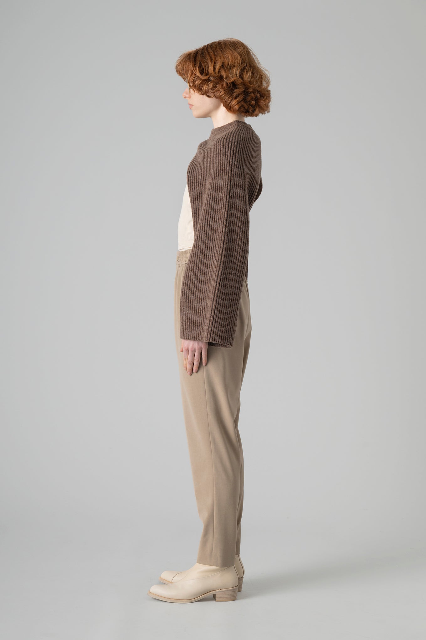 RIBBED-KNIT WOOL CROPPED BOLERO