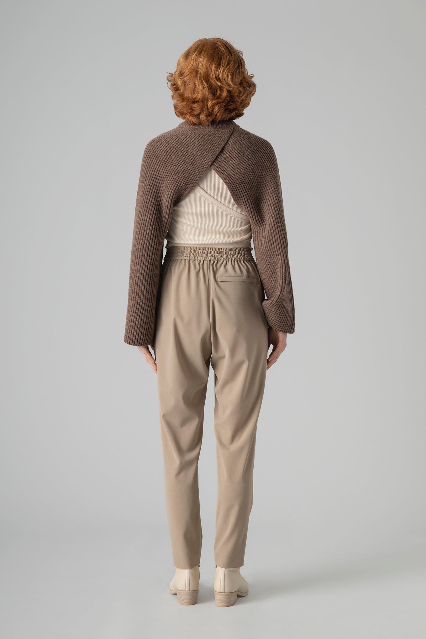 RIBBED-KNIT WOOL CROPPED BOLERO