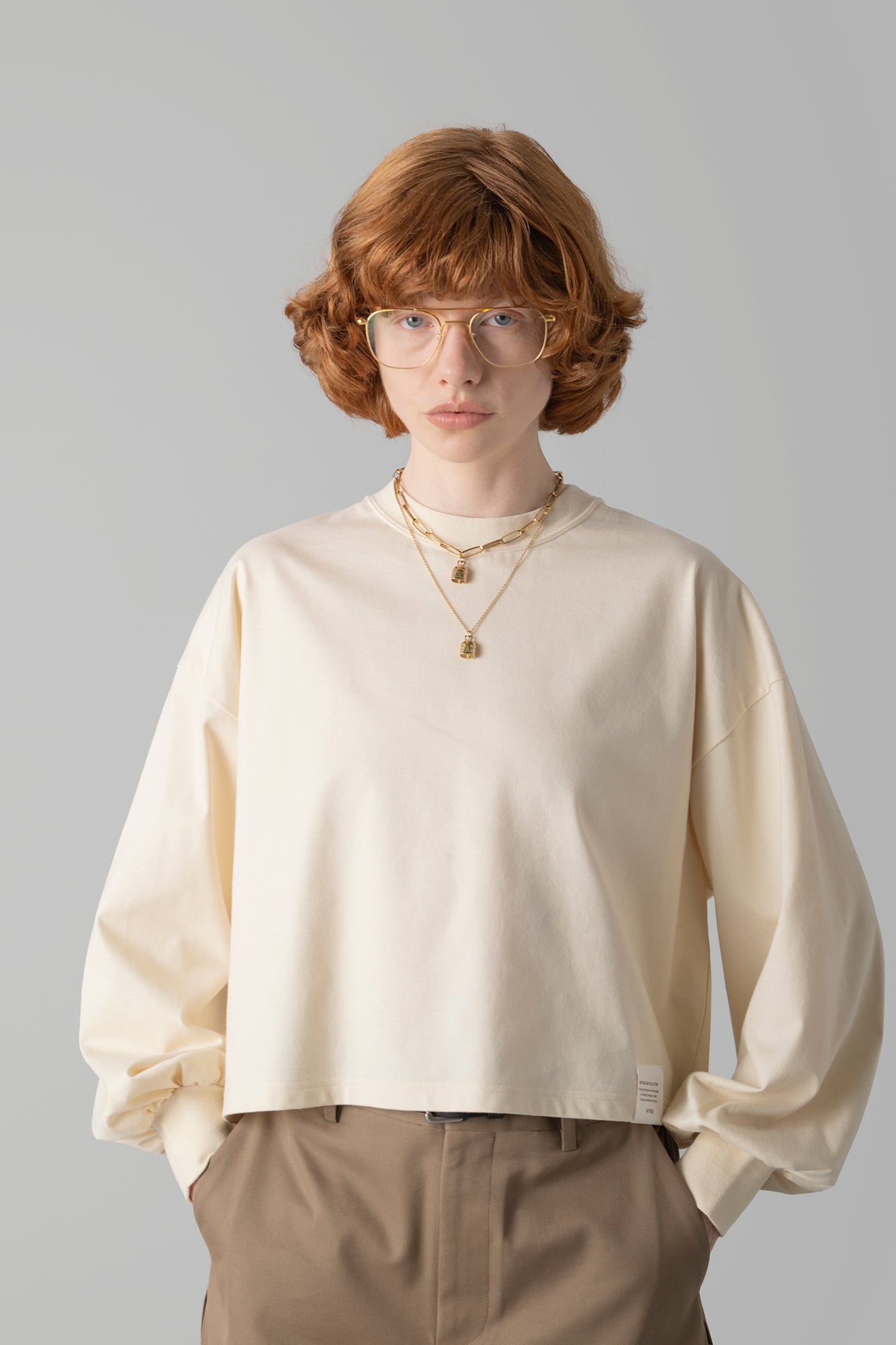 CROPPED LONG-SLV TEE / BIG FIT (6.5OZ)