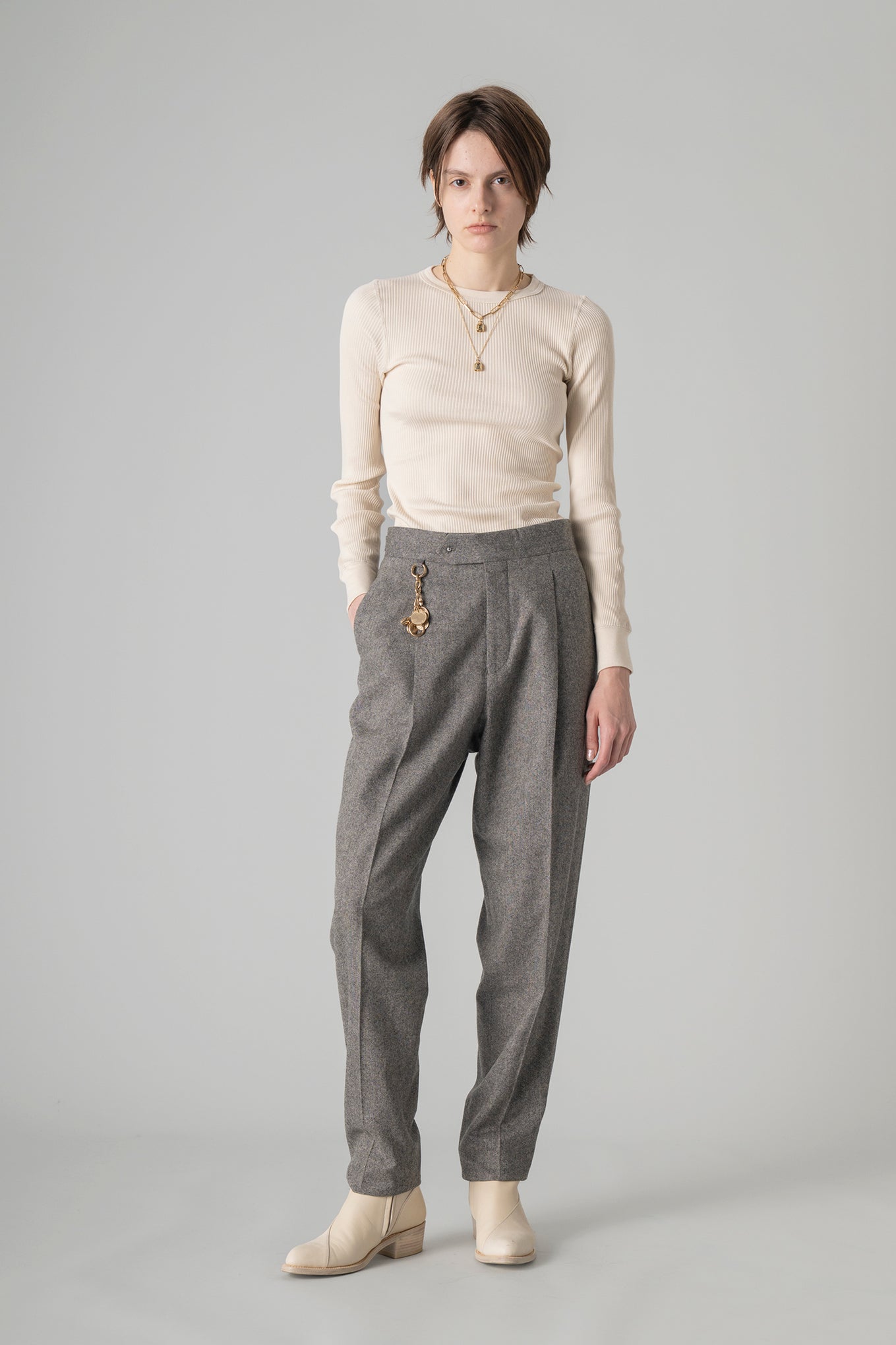 TWEED TAPERED PANTS