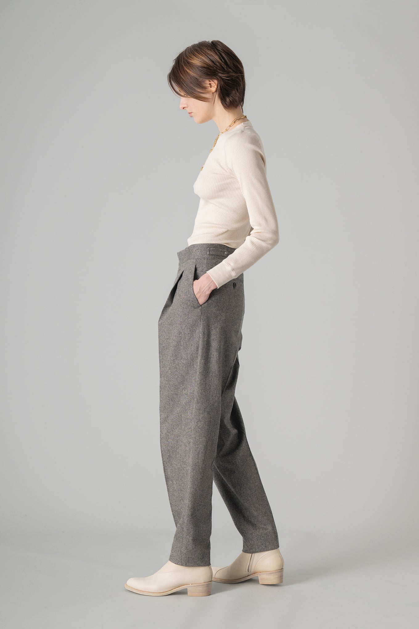 TWEED TAPERED PANTS