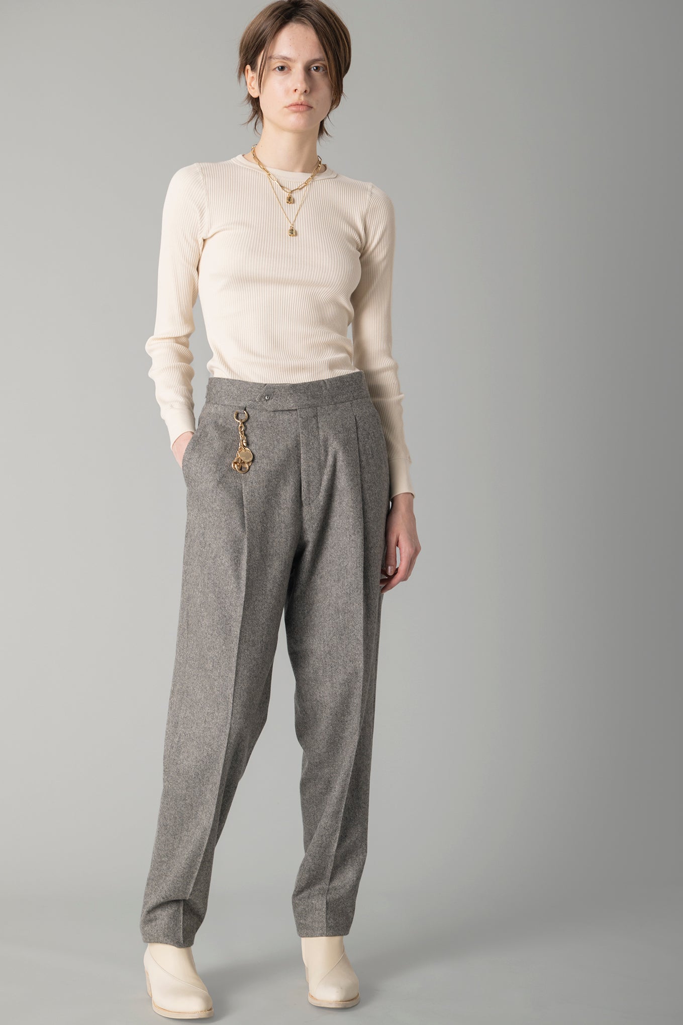 TWEED TAPERED PANTS