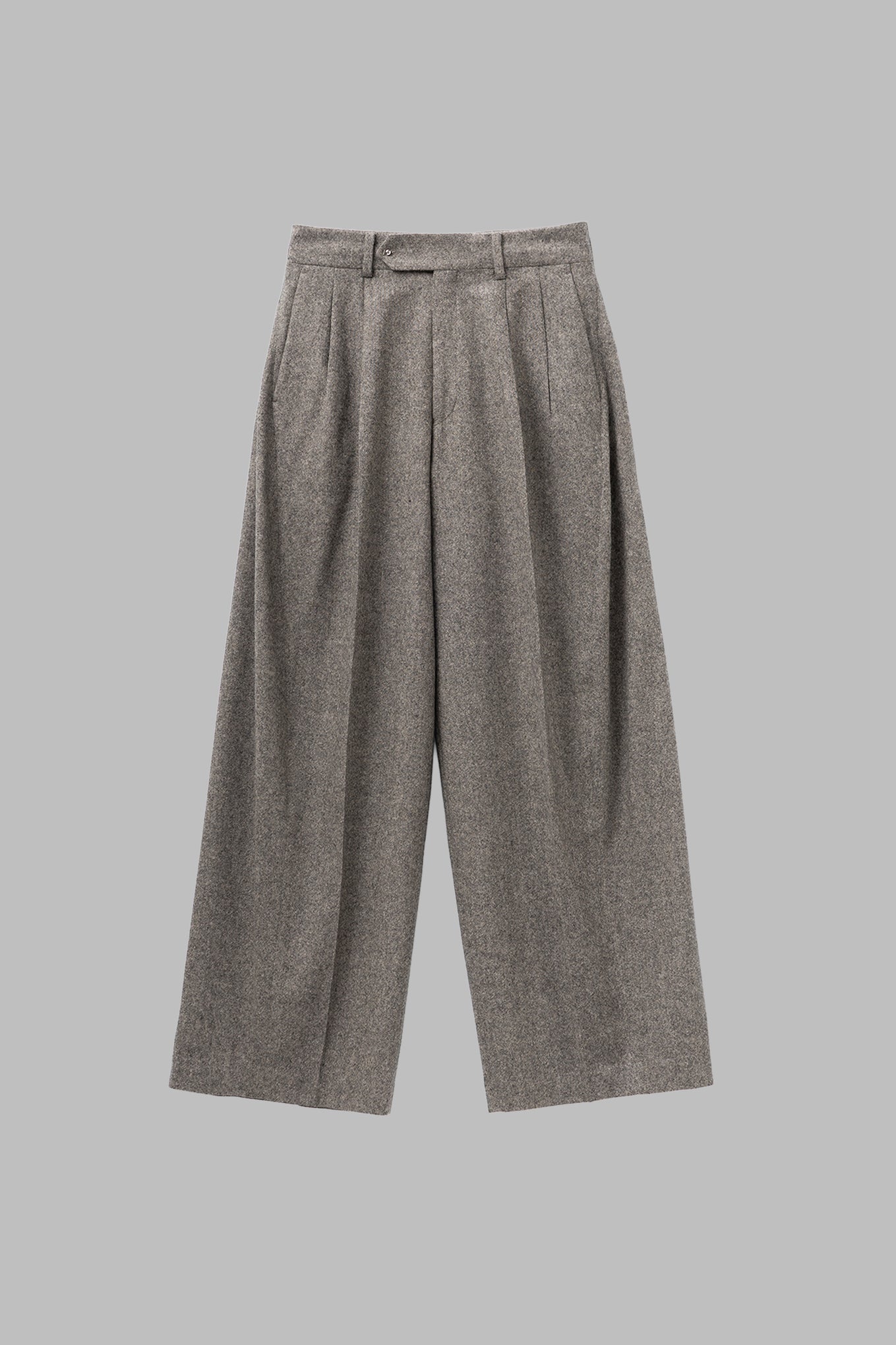 TWEED WIDE BARREL LEG PANTS