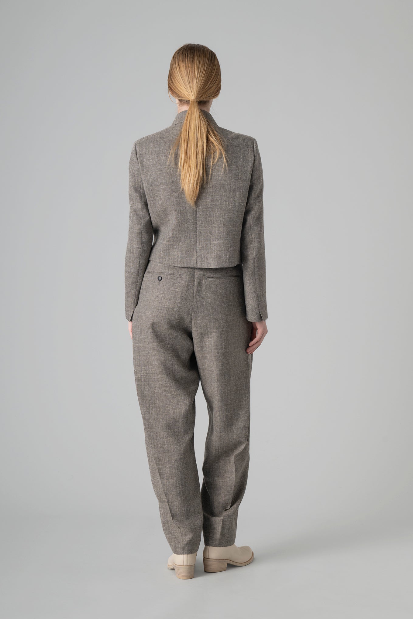 TWEED SIDE TUCK TAPERED PANTS