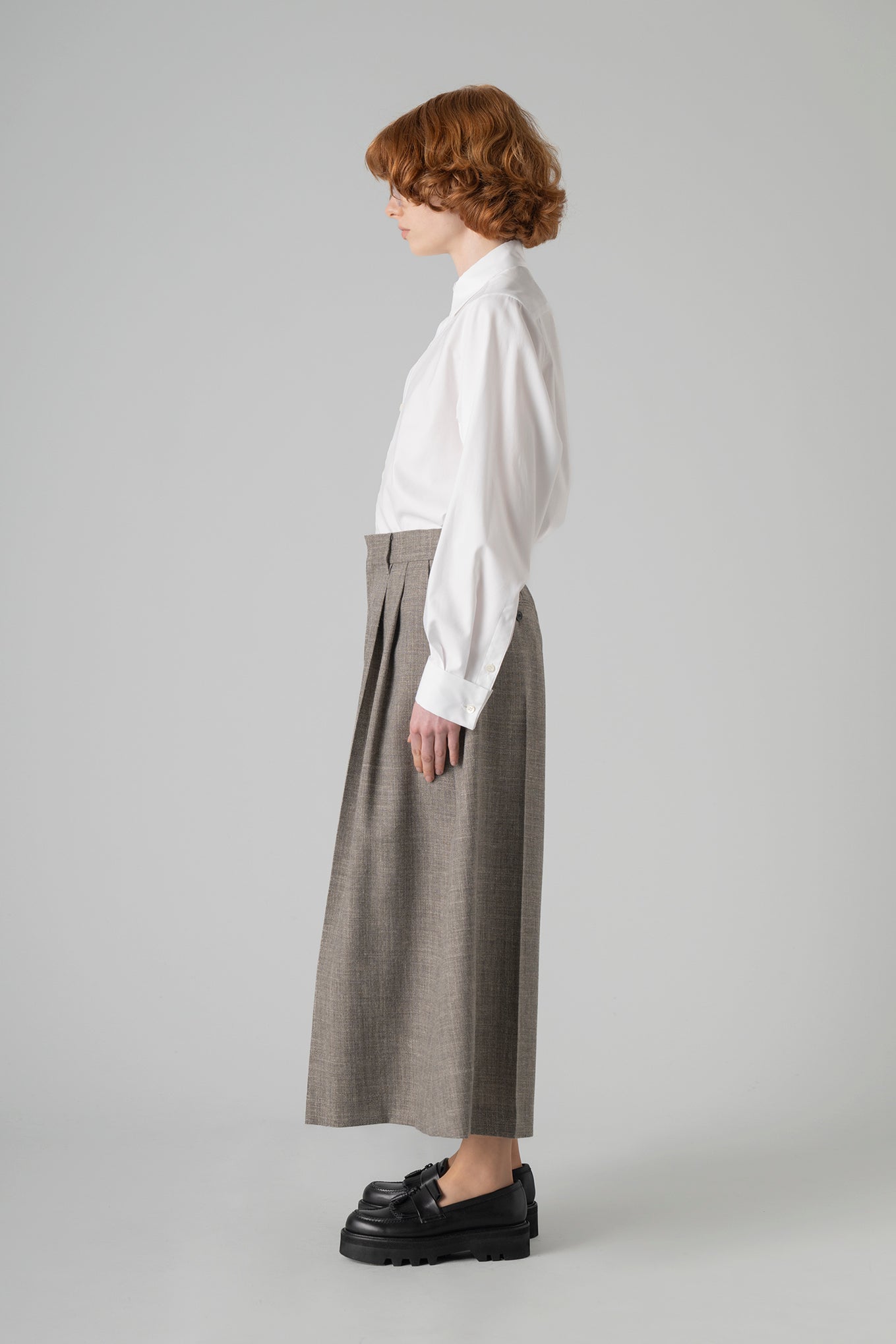 TWEED WIDE LEG CROPPED PANTS