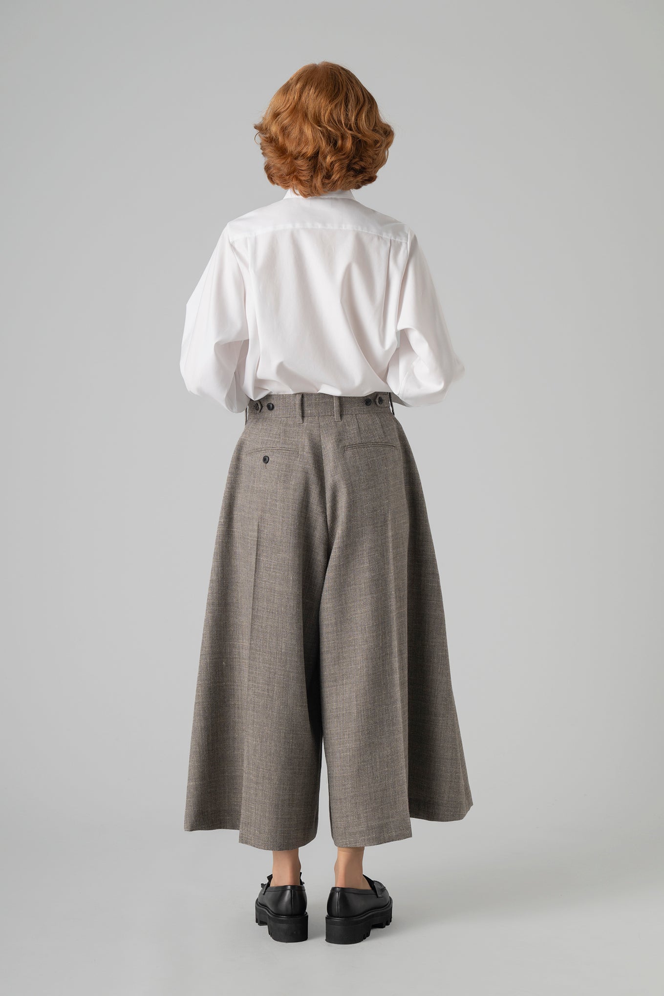 TWEED WIDE LEG CROPPED PANTS