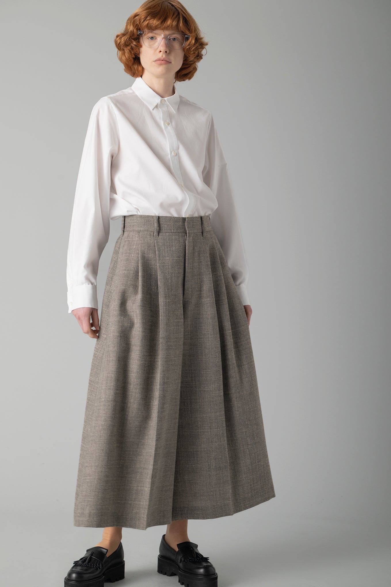 TWEED WIDE LEG CROPPED PANTS