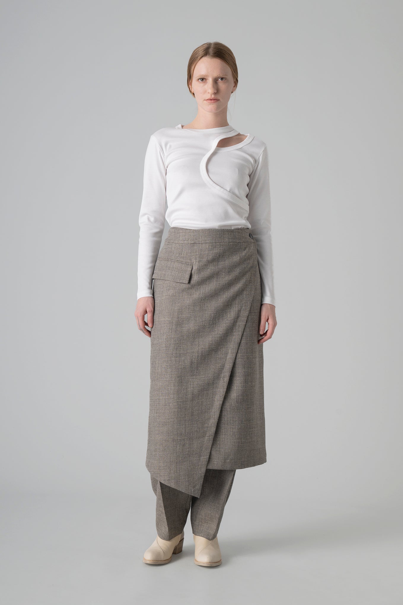 TWEED WRAP SKIRT