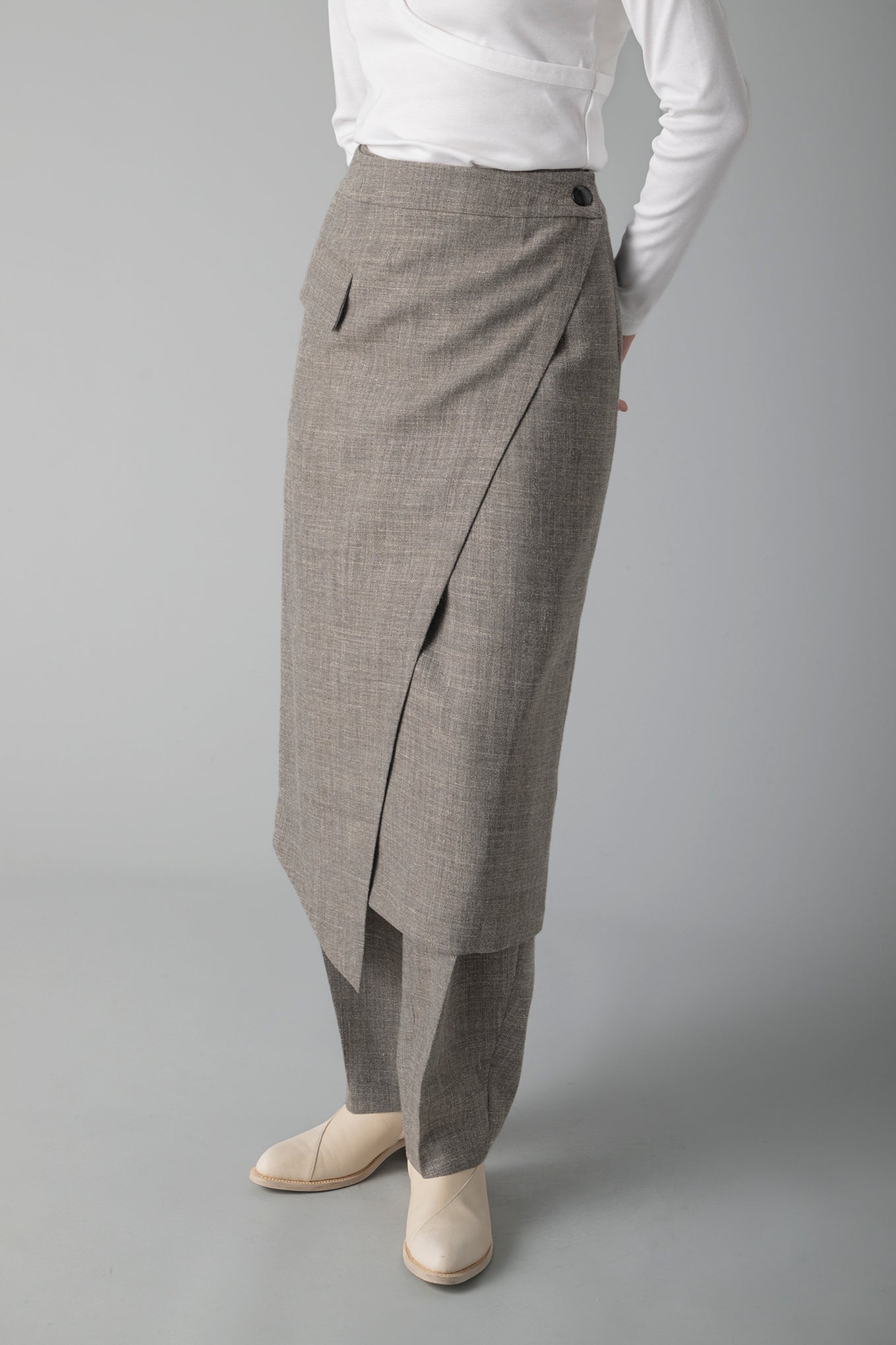 TWEED WRAP SKIRT