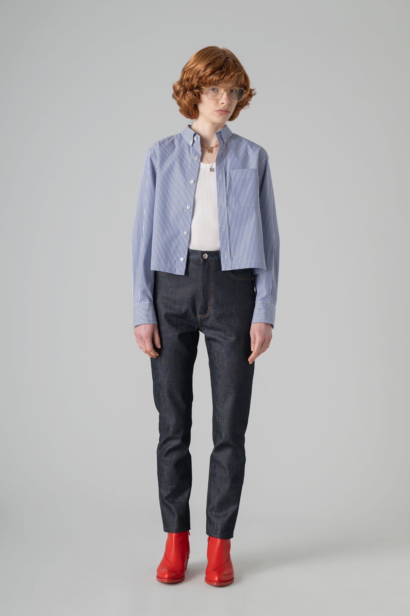 STRIPED CROPPED  B.D SHIRT
