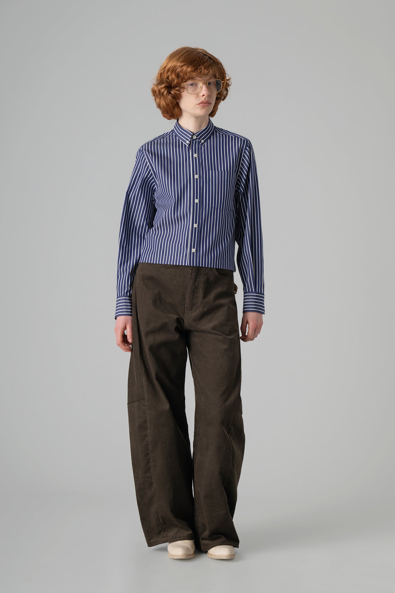 PENCIL STRIPED CROPPED  B.D SHIRT