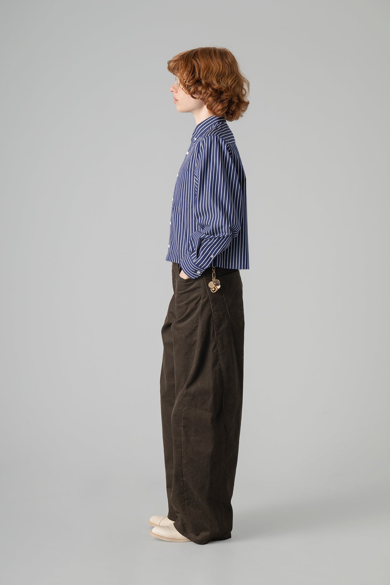 PENCIL STRIPED CROPPED  B.D SHIRT
