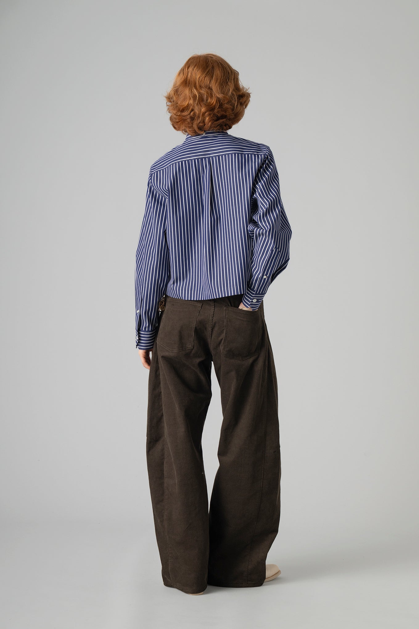 PENCIL STRIPED CROPPED  B.D SHIRT