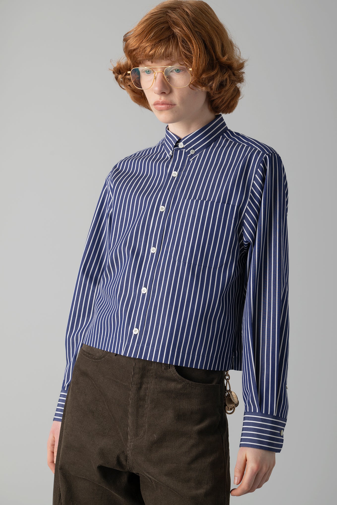 PENCIL STRIPED CROPPED  B.D SHIRT