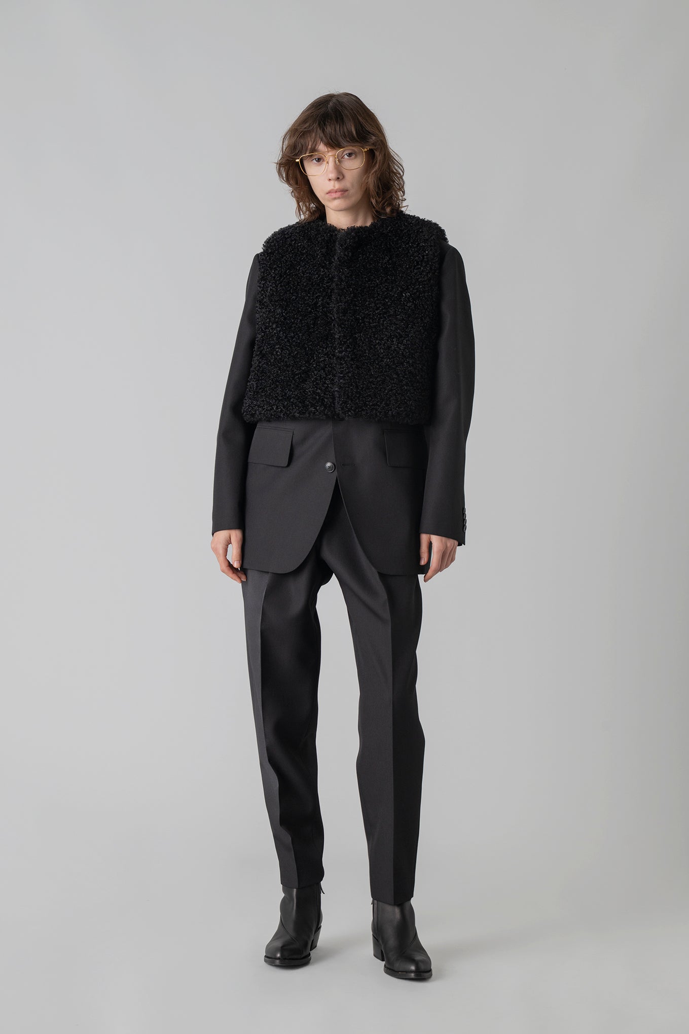 FAUX SHEARLING CROPPED VEST