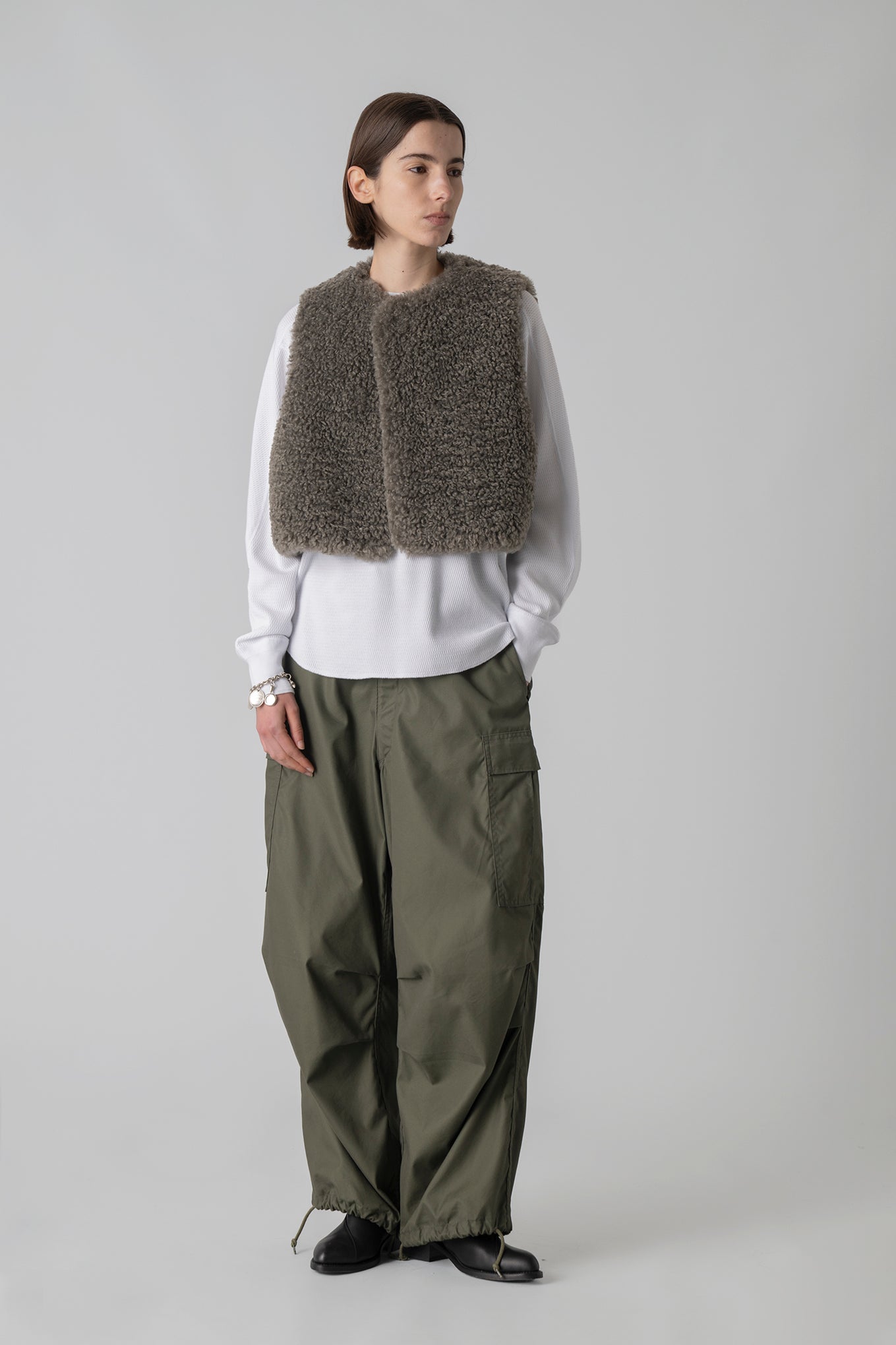 FAUX SHEARLING CROPPED VEST