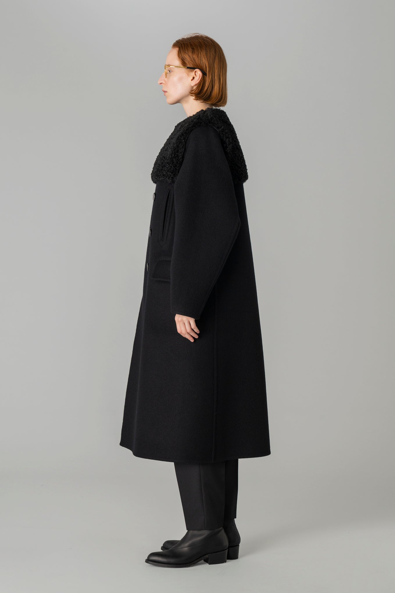DOUBLE-FACED FAUX SHEARLING PEA COAT