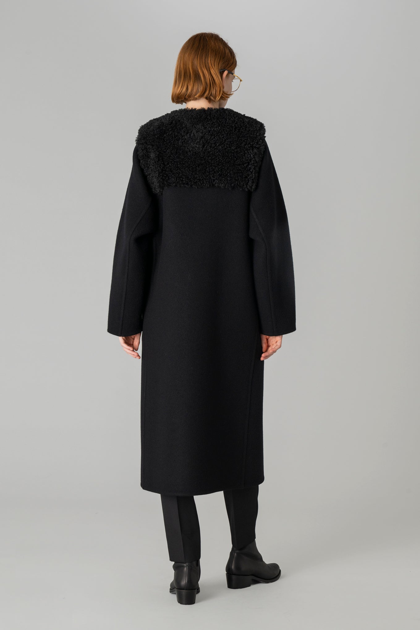 DOUBLE-FACED FAUX SHEARLING PEA COAT