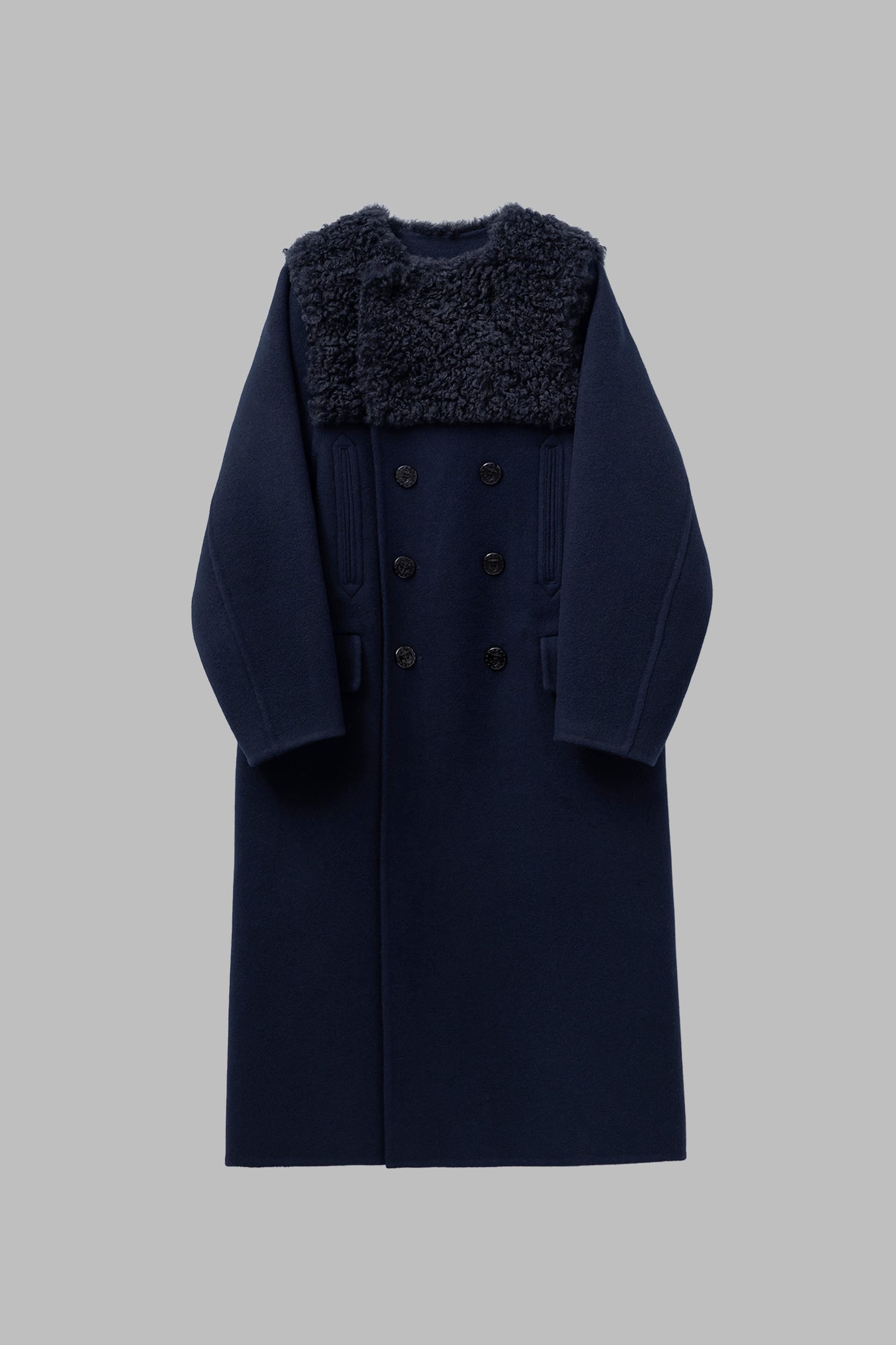 DOUBLE-FACED FAUX SHEARLING PEA COAT