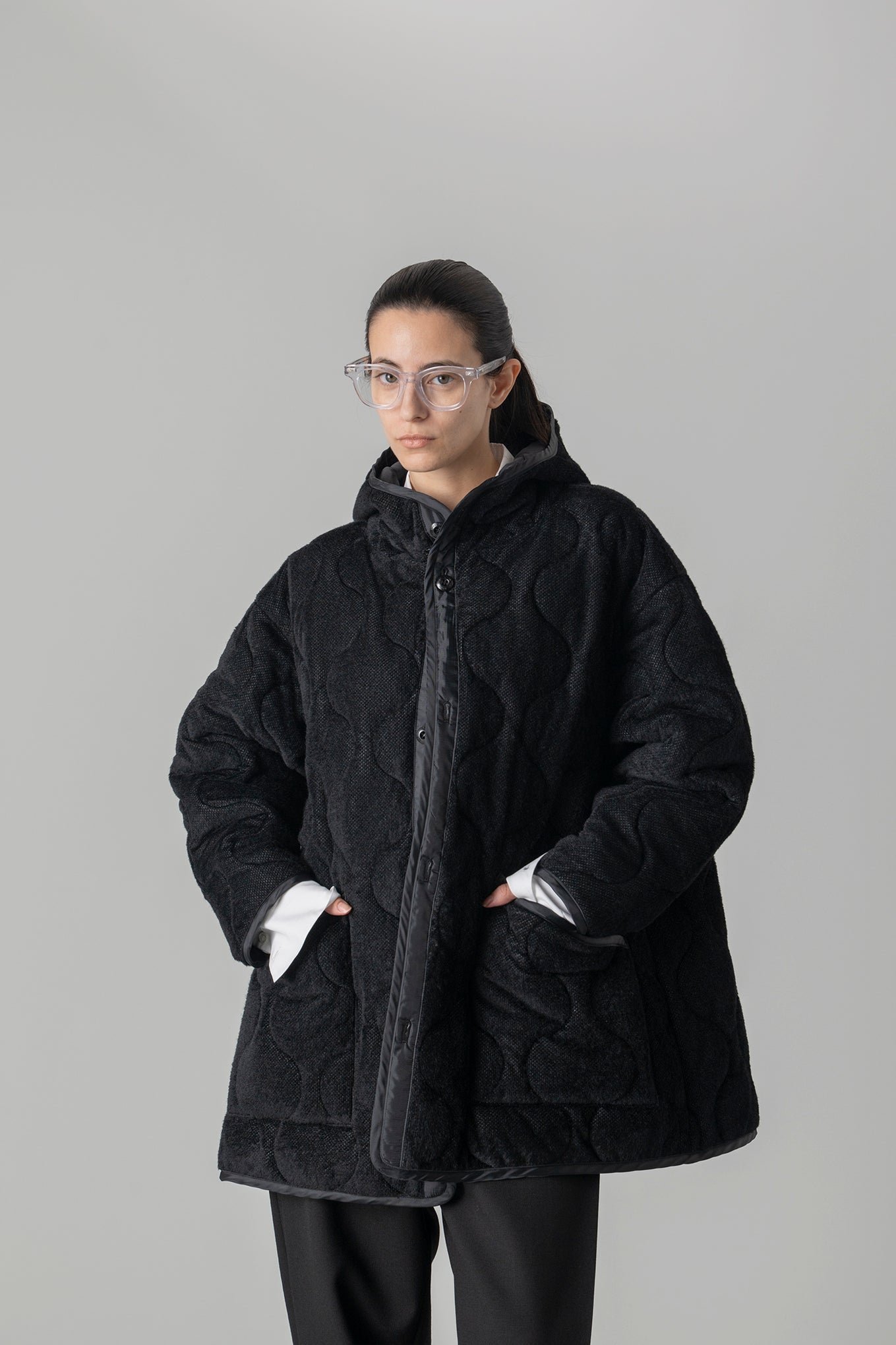 FLEECE QUILTED HOODED JACKET