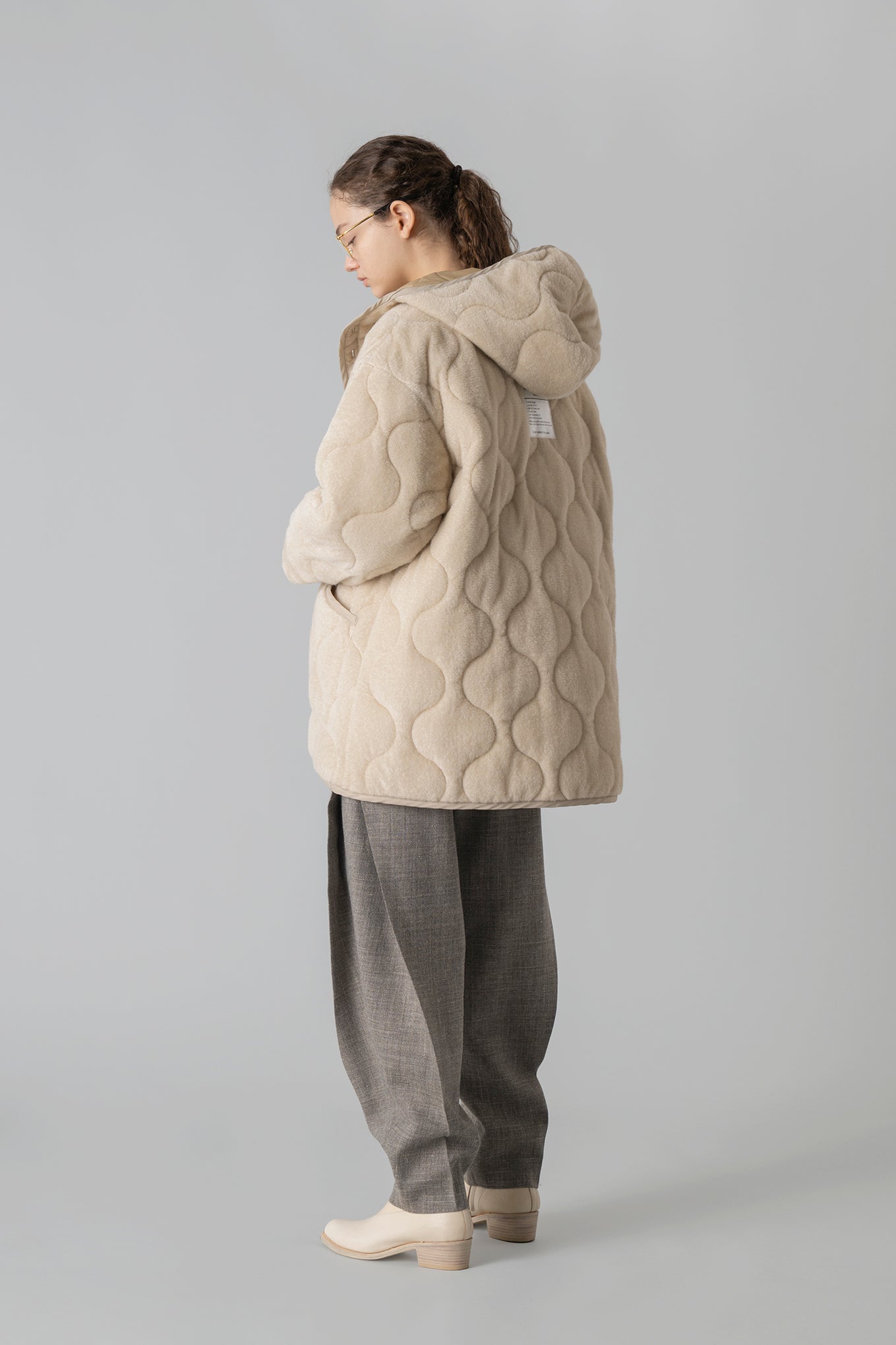 FLEECE QUILTED HOODED JACKET