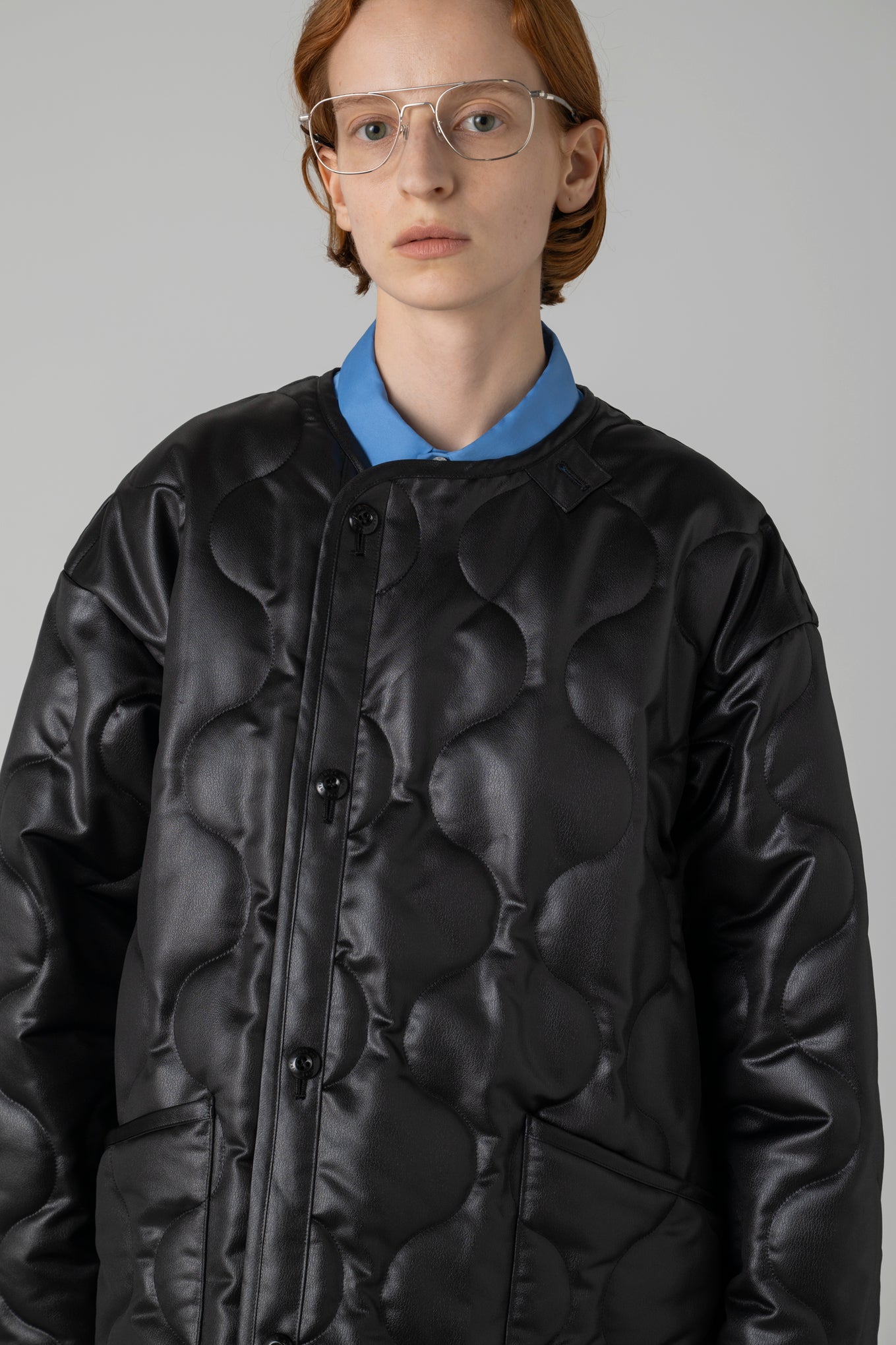 FAUX LEATHER QUILTED JACKET