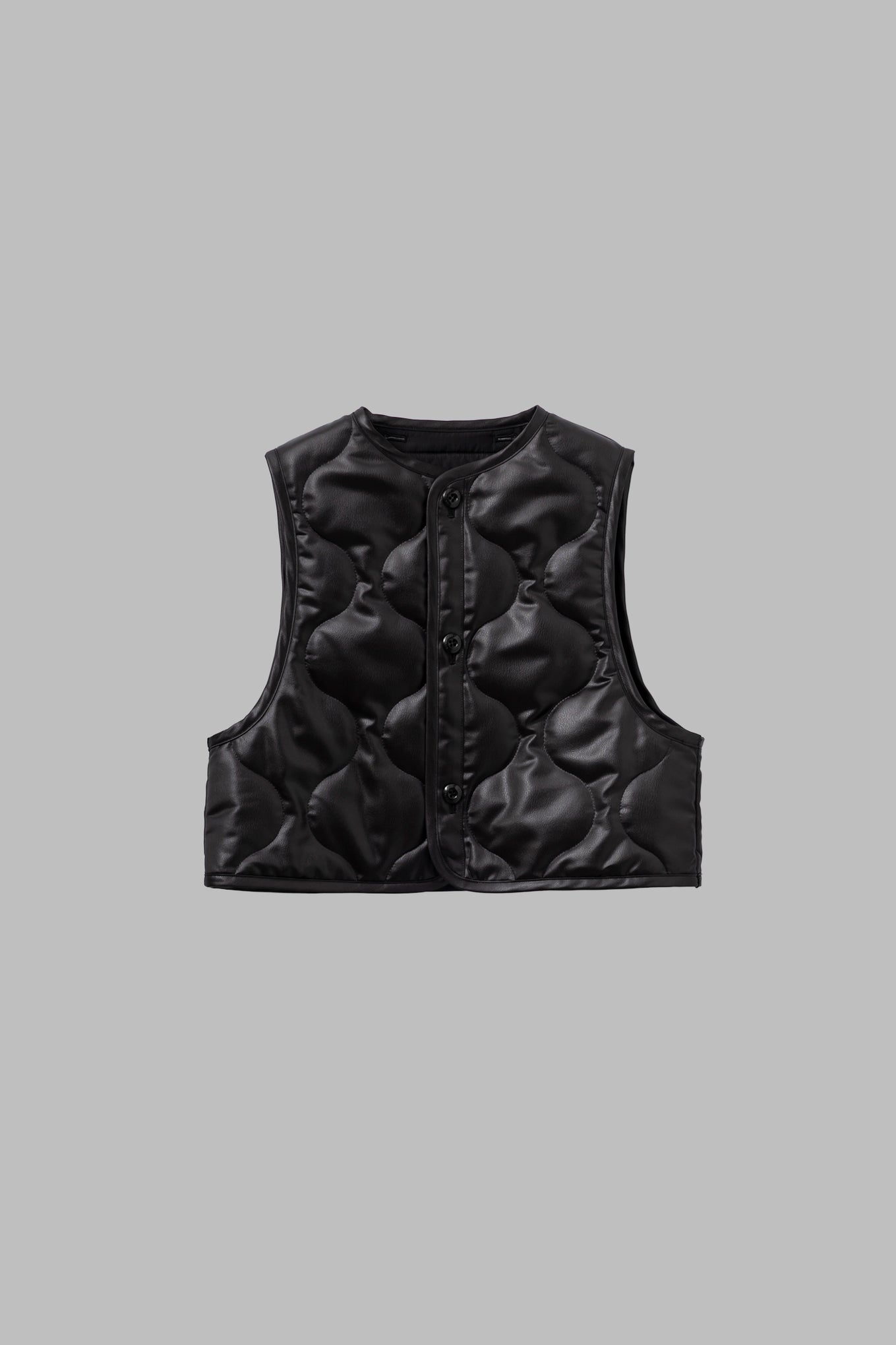 FAUX LEATHER QUILTED CROPPED VEST