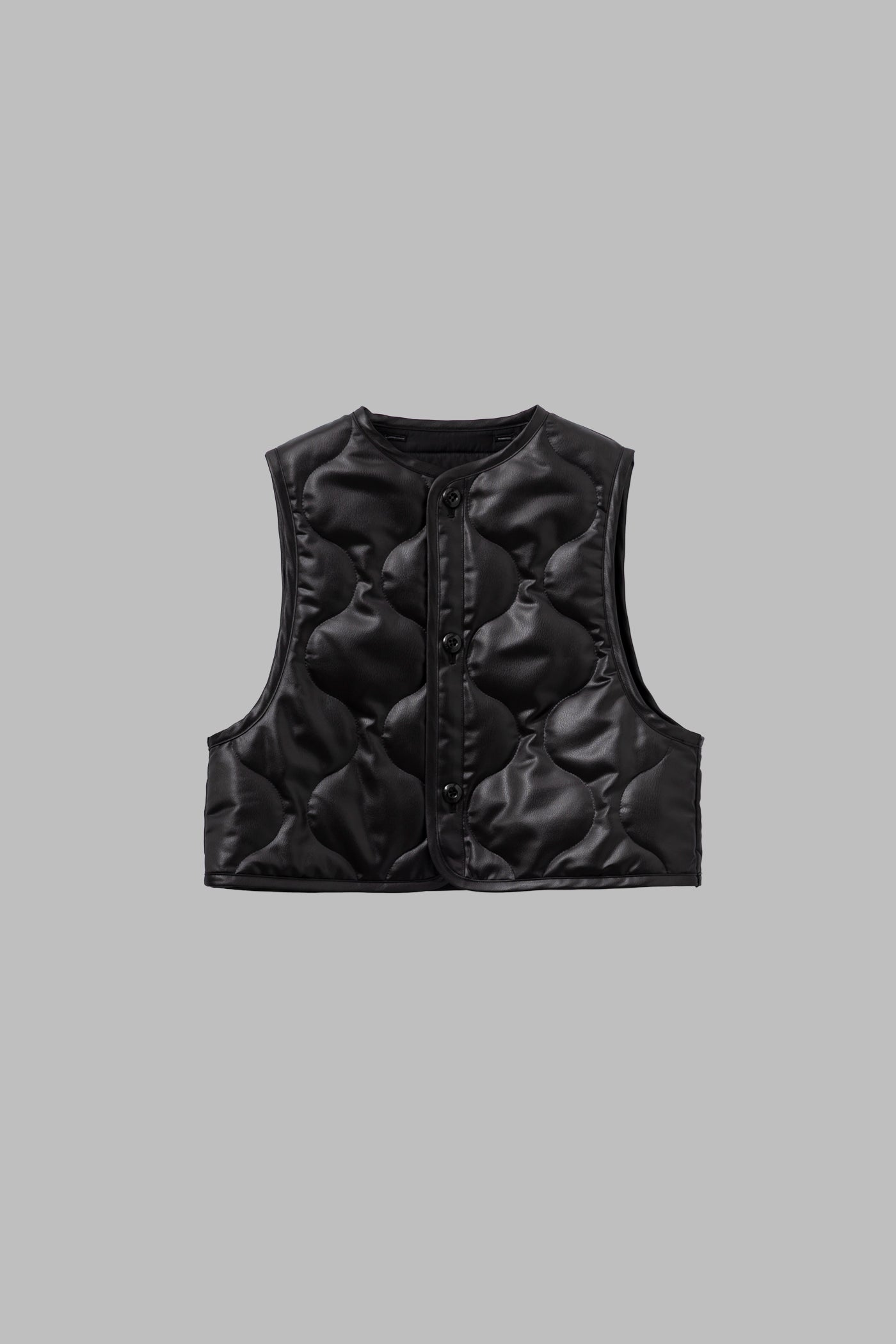 FAUX LEATHER QUILTED CROPPED VEST – HYKE ONLINE STORE