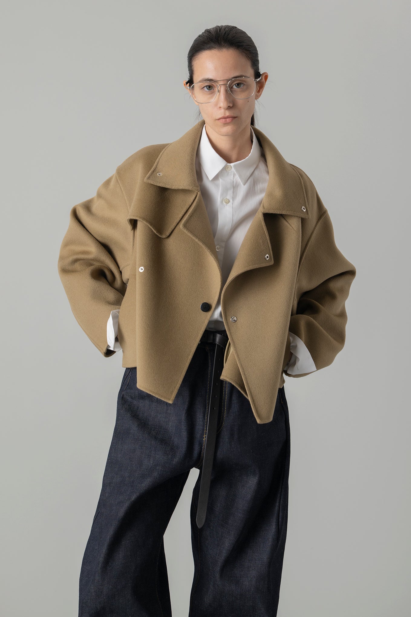 LIGHT DOUBLE-FACED CROPPED TRENCH COAT
