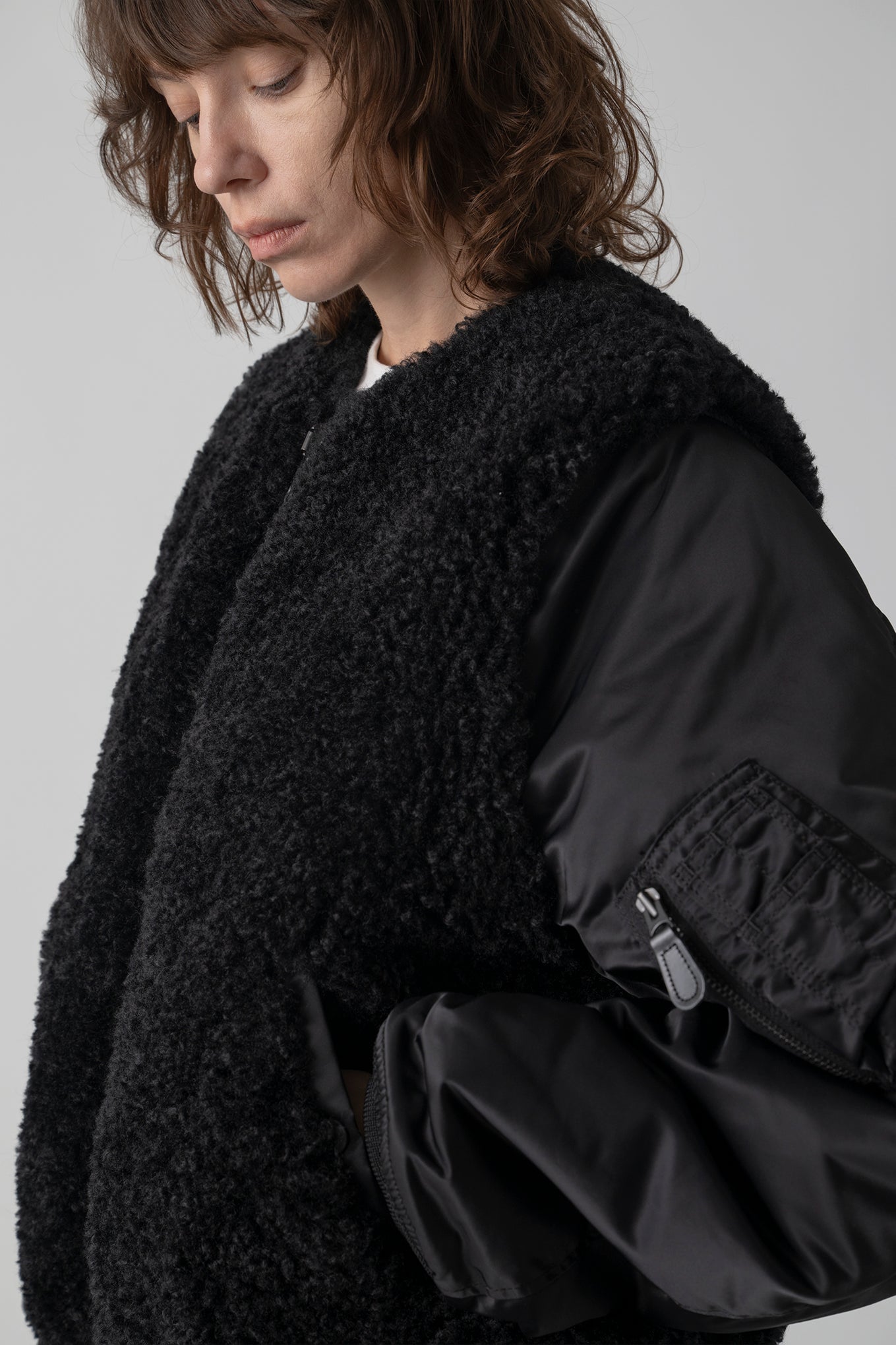 FAUX SHEARLING TYPE MA-1 JACKET